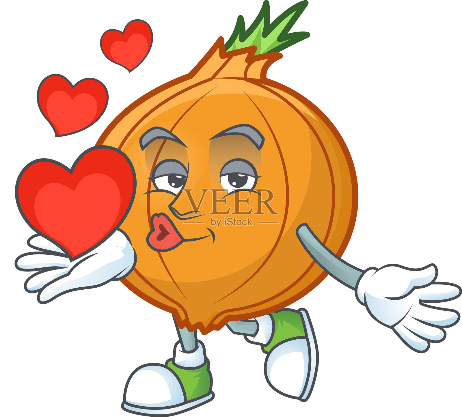 快乐大葱心形卡通人物吉祥物设计元素图片