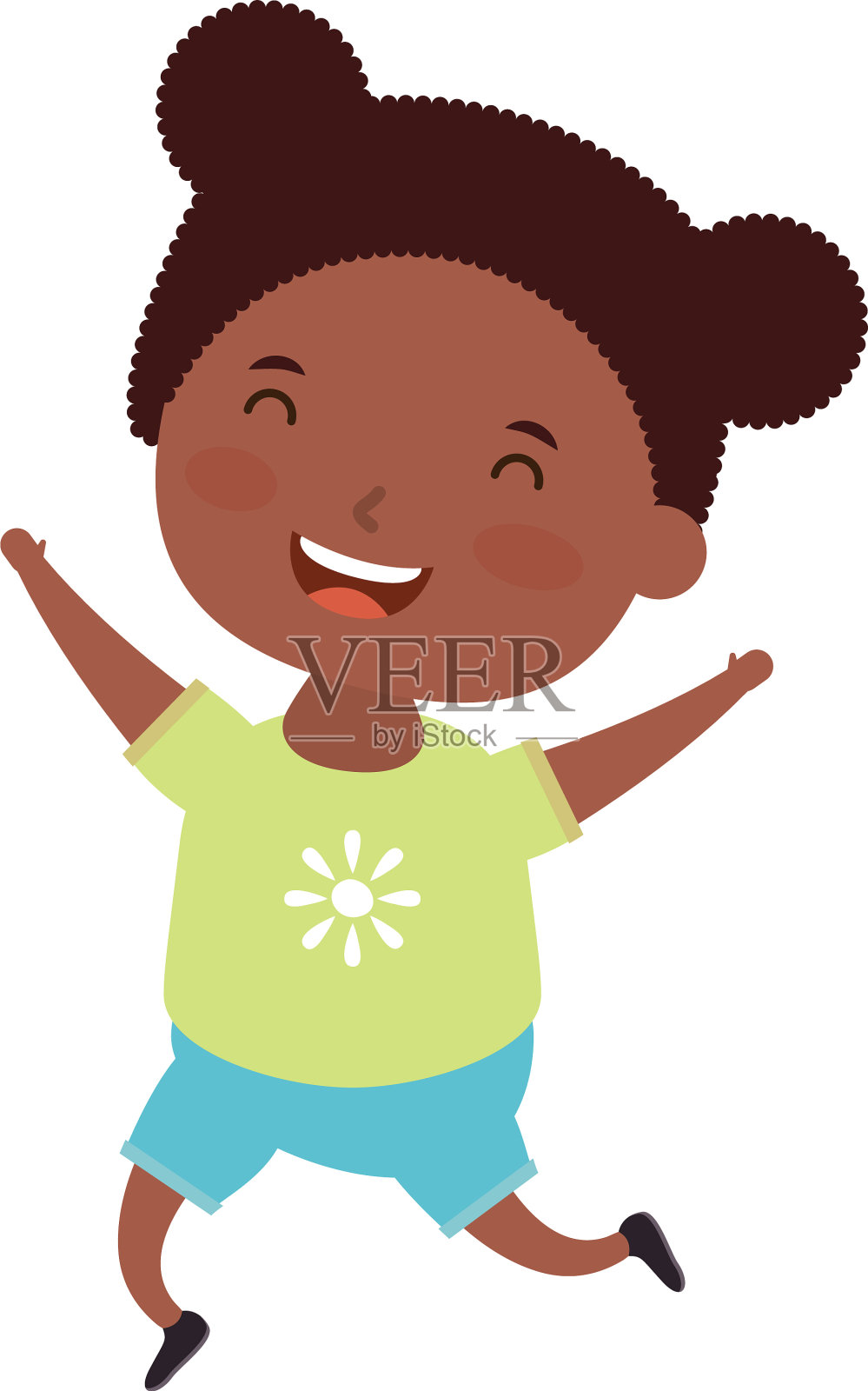 可爱的小非洲女孩漫画人物设计元素图片