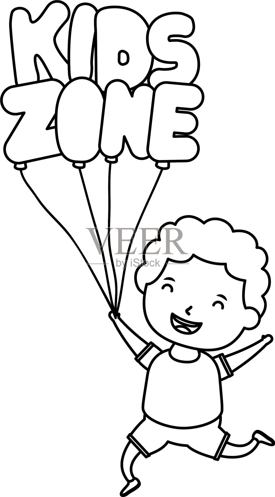 可爱的小男孩和孩子们区域气球氦气设计元素图片