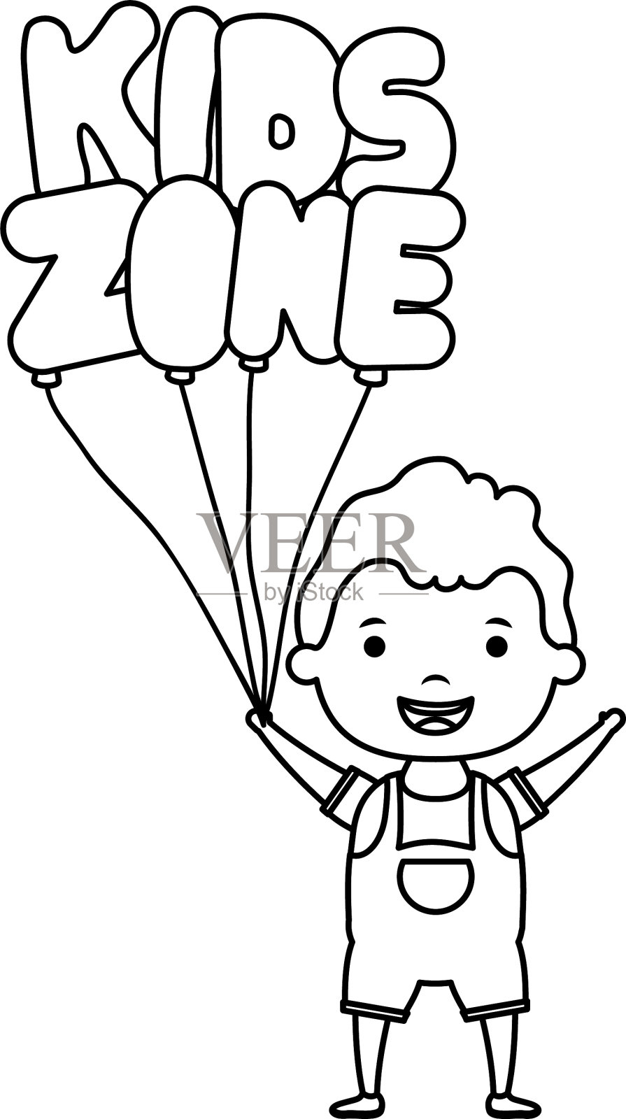 可爱的小男孩和孩子们区域气球氦气设计元素图片