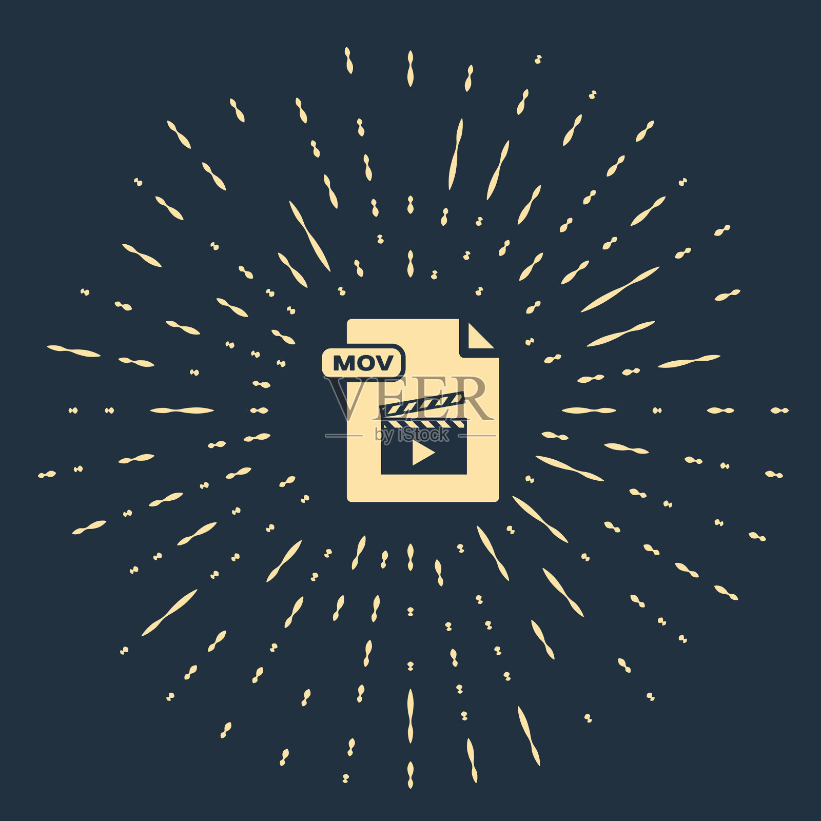 米色mov文件文件下载mov按钮图标插画图片素材