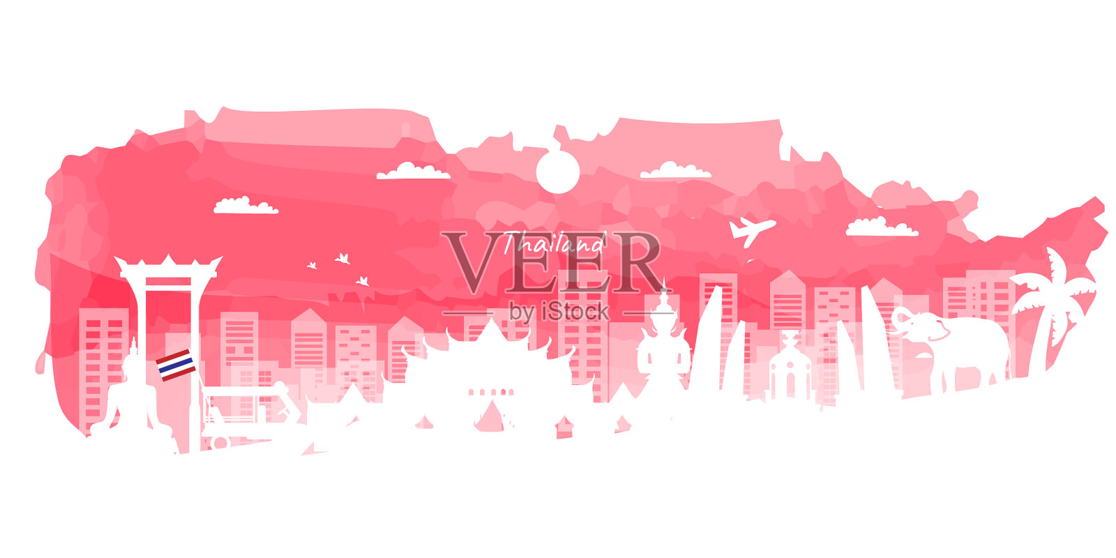 泰国旅游明信片海报旅游广告插画图片素材