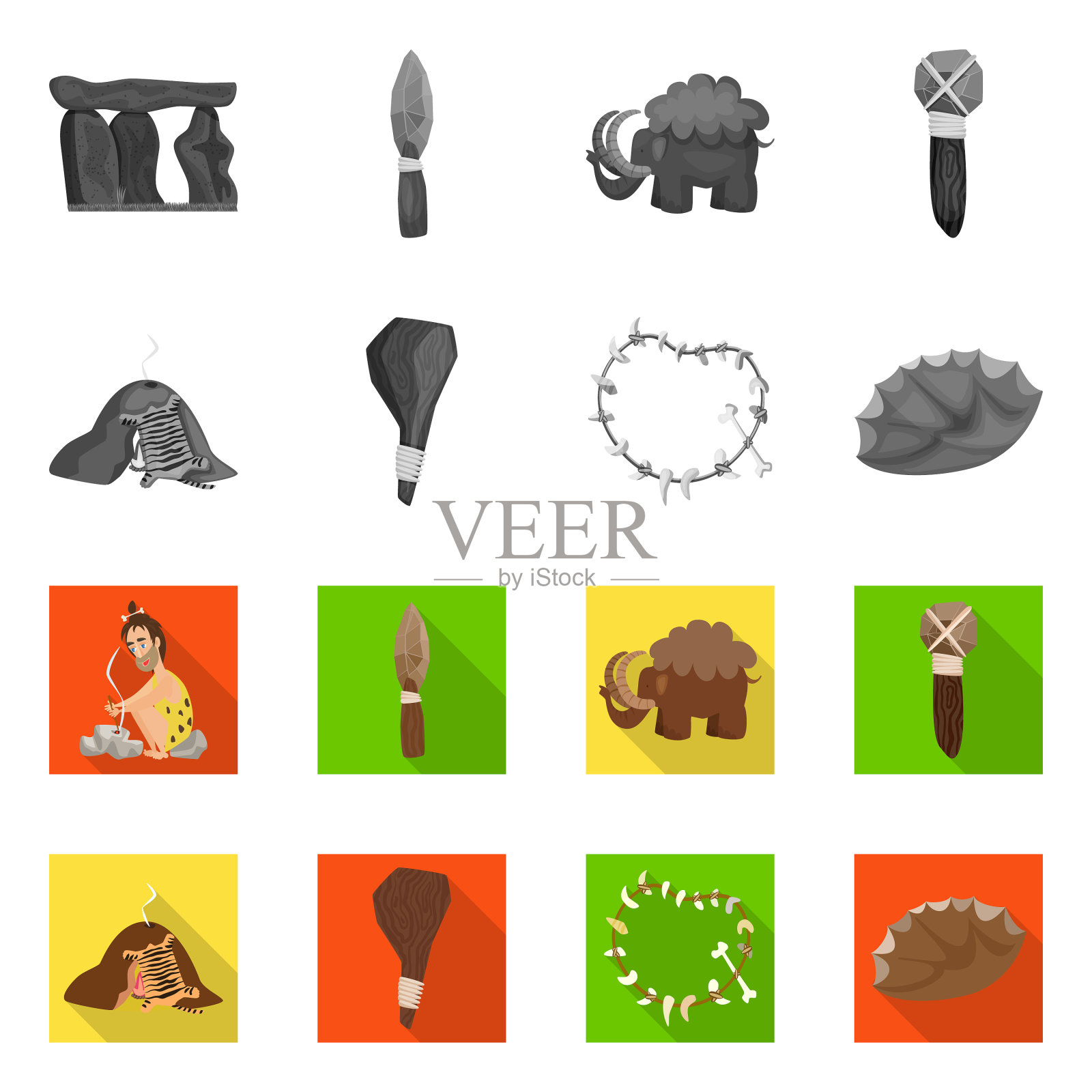 孤立的物体进化和史前符号插画图片素材