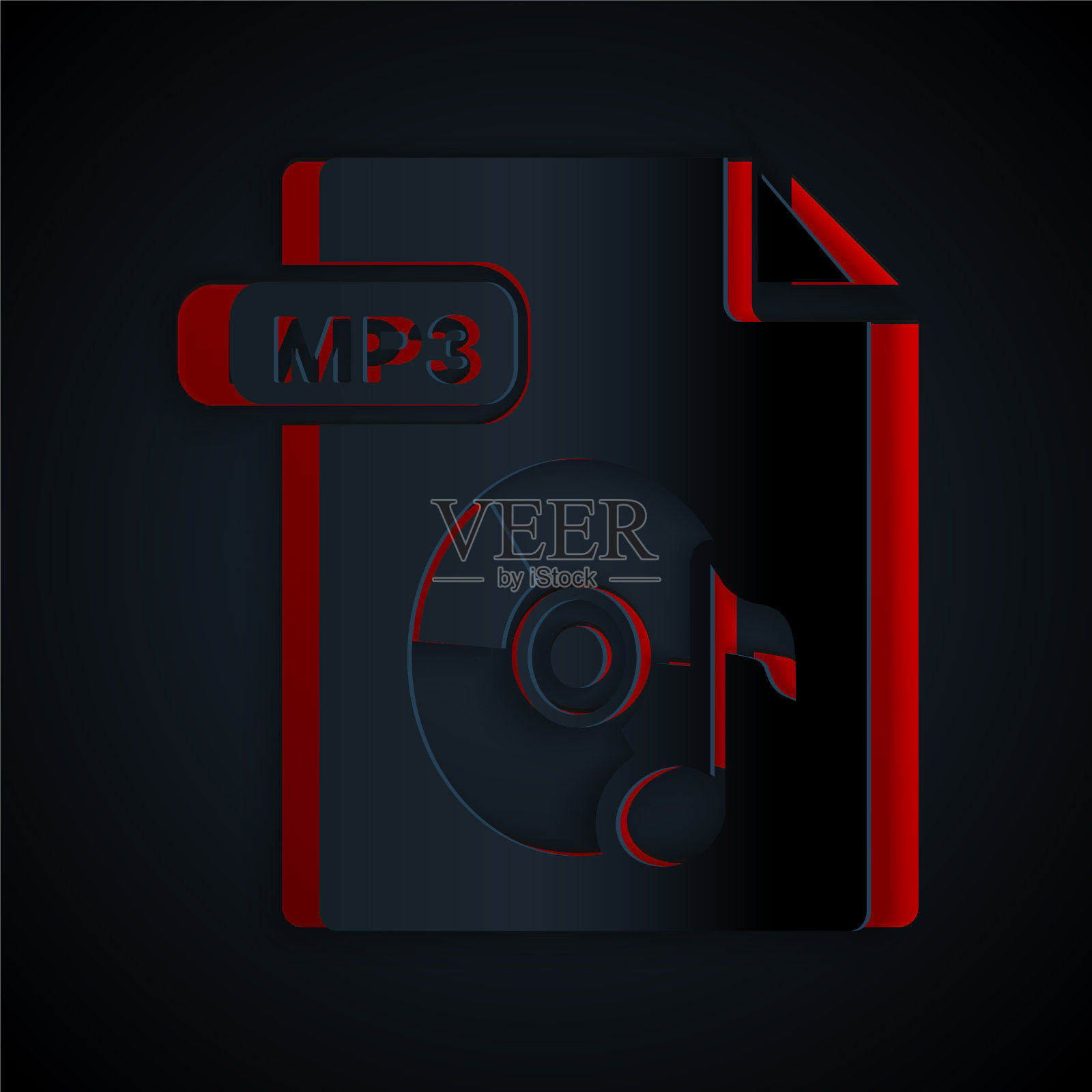 剪纸mp3文件文件下载mp3按钮插画图片素材