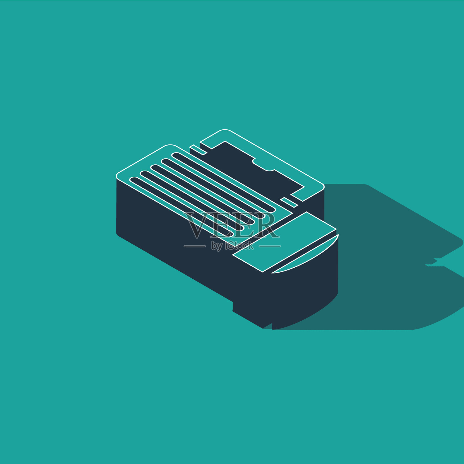 等距手电筒图标隔离在绿色插画图片素材