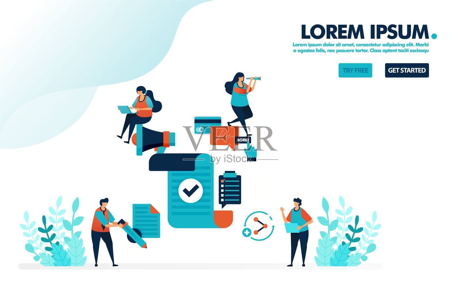 核实协议文件核对表插画图片素材