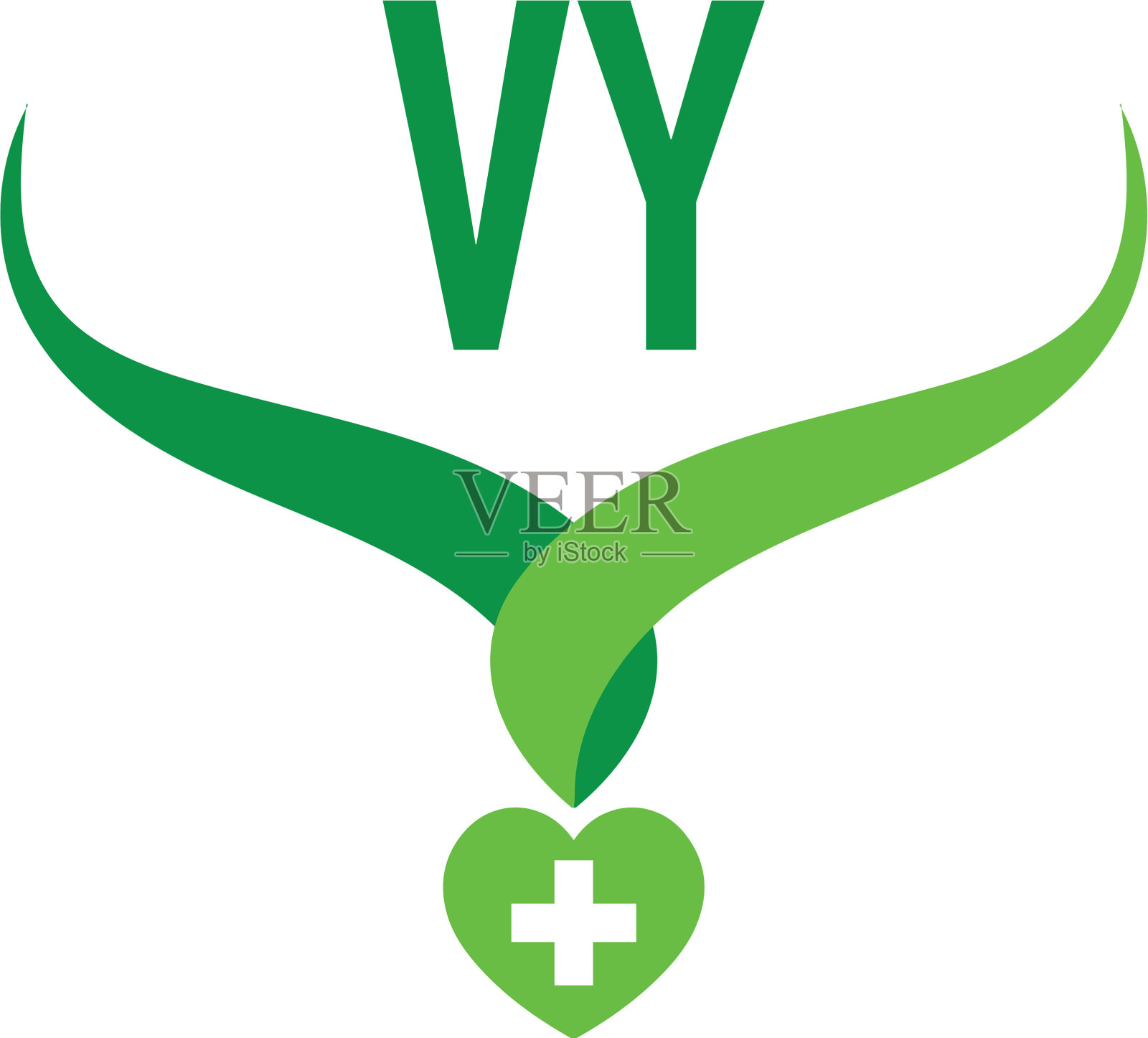 首字母vy创意健康绿色标志插画图片素材