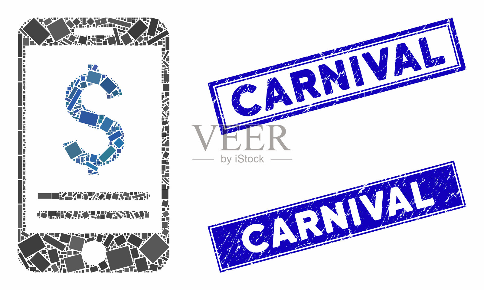 手机银行马赛克和划痕矩形插画图片素材