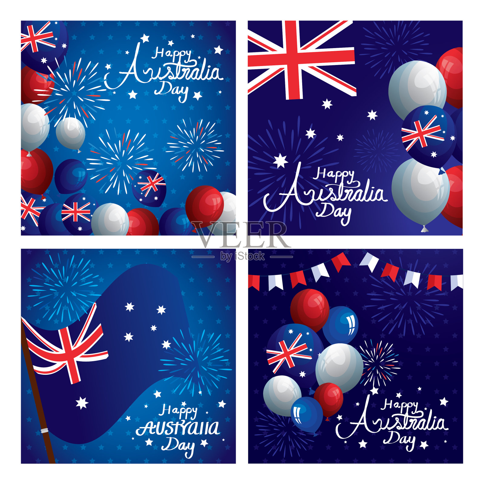 用装饰设置海报快乐澳大利亚日图标素材