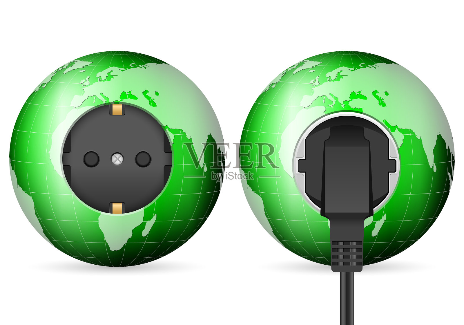 绿色世界地球仪插座插座插画图片素材