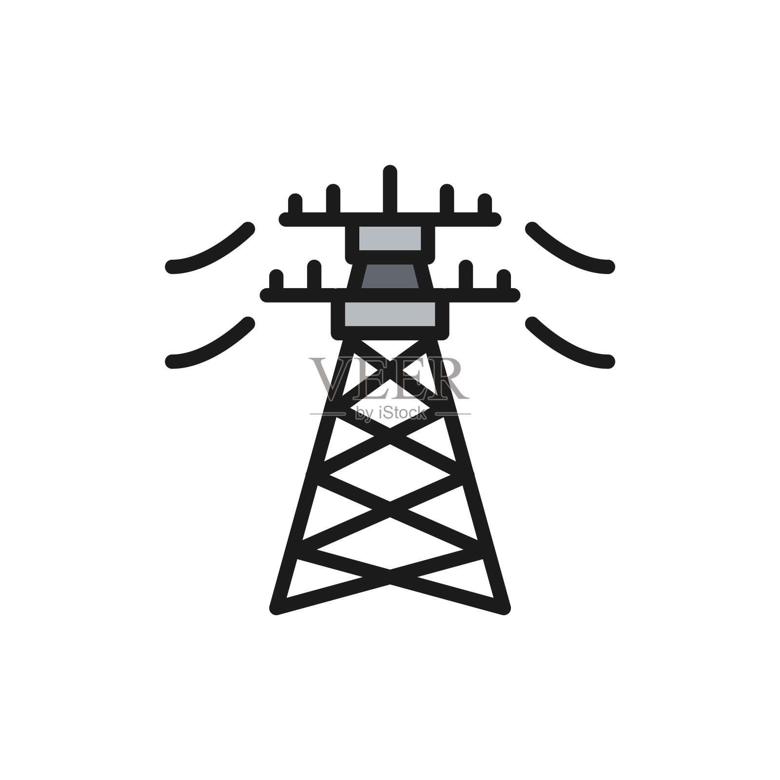 高压电线塔架能量杆平图标素材