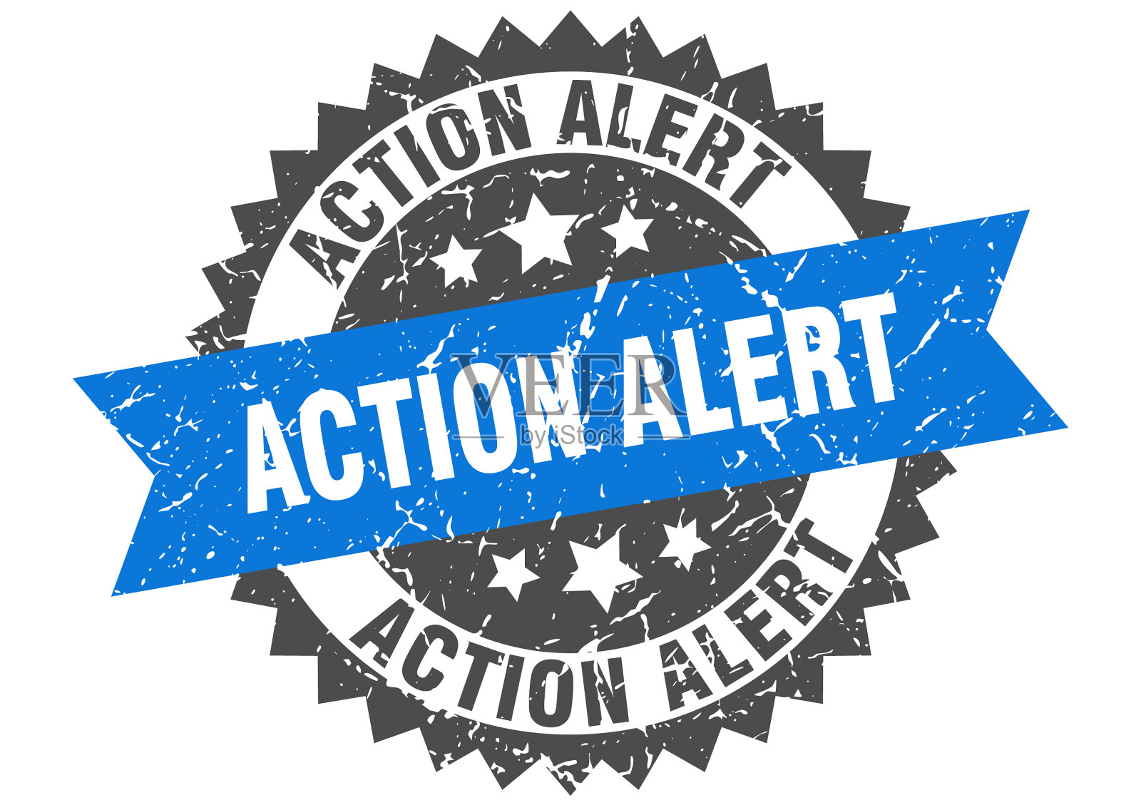 动作警报，带有蓝色带动作的垃圾邮票插画图片素材
