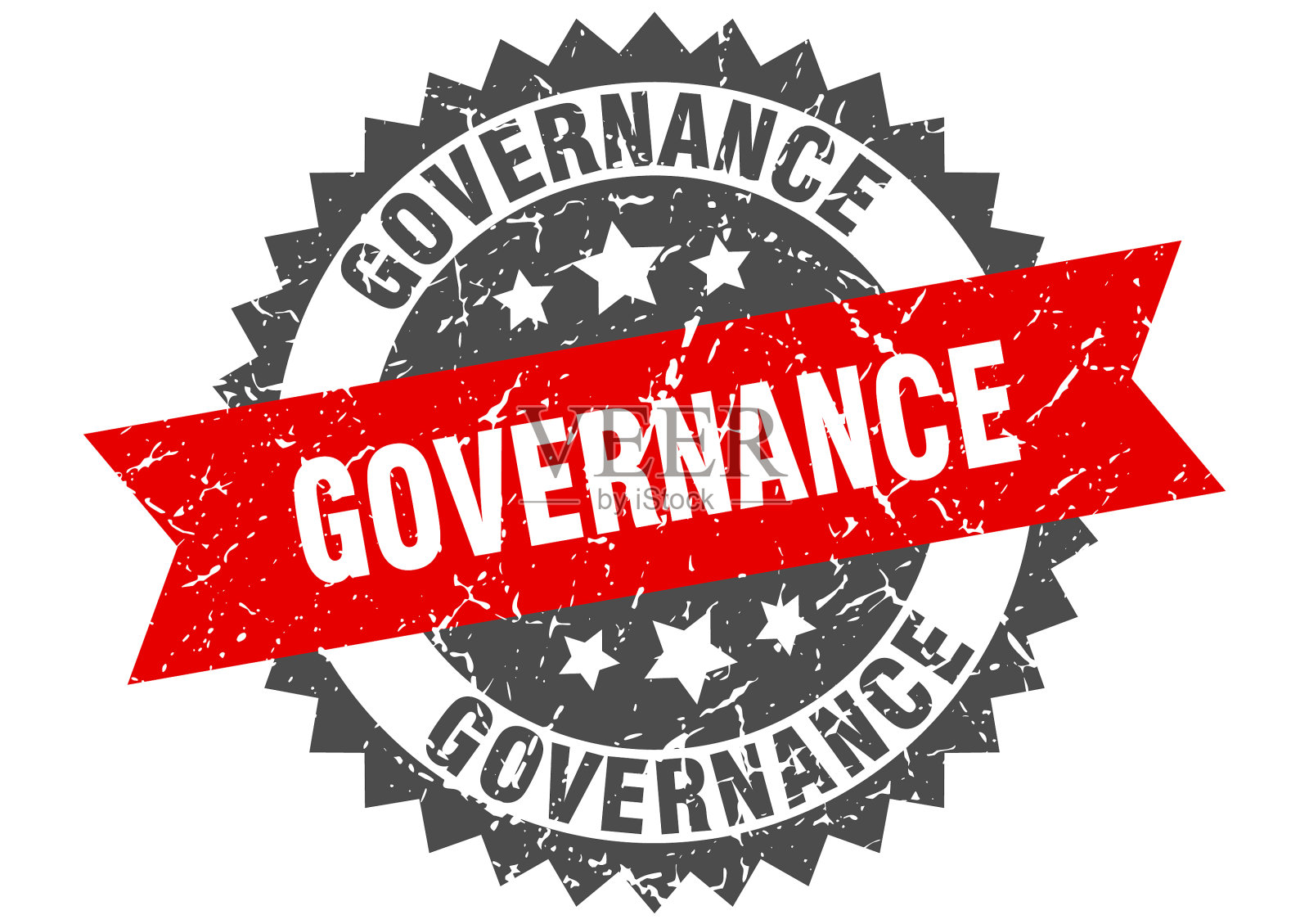 治理垃圾印章与红色乐队治理插画图片素材