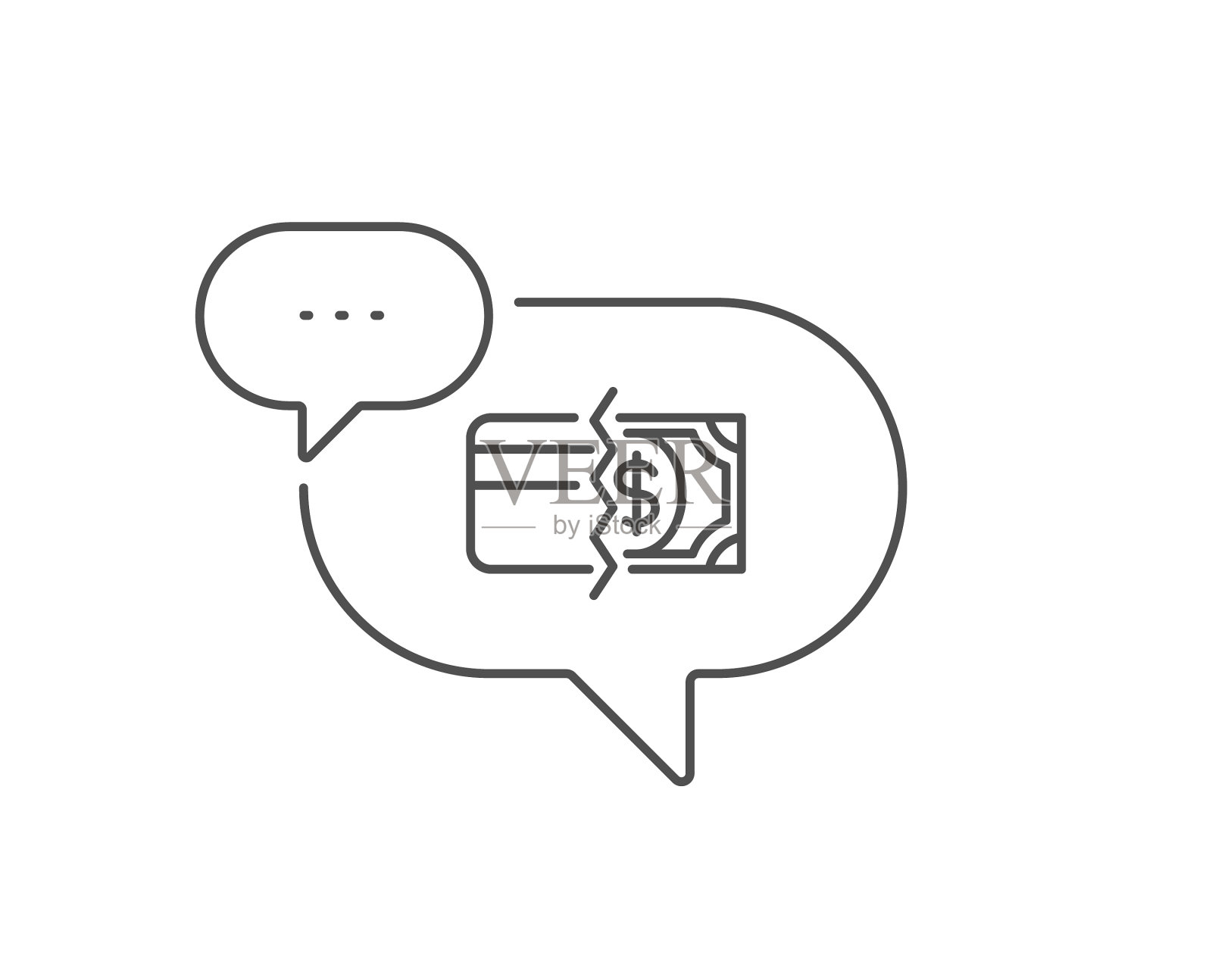 信用卡或现金线图标支付方式设计元素图片