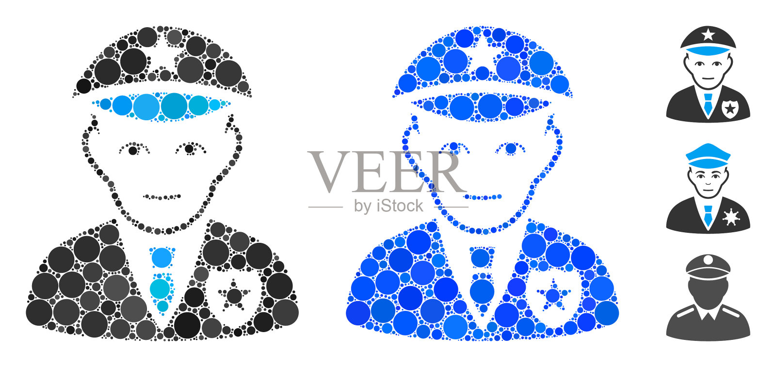 警察马赛克图标球项目插画图片素材