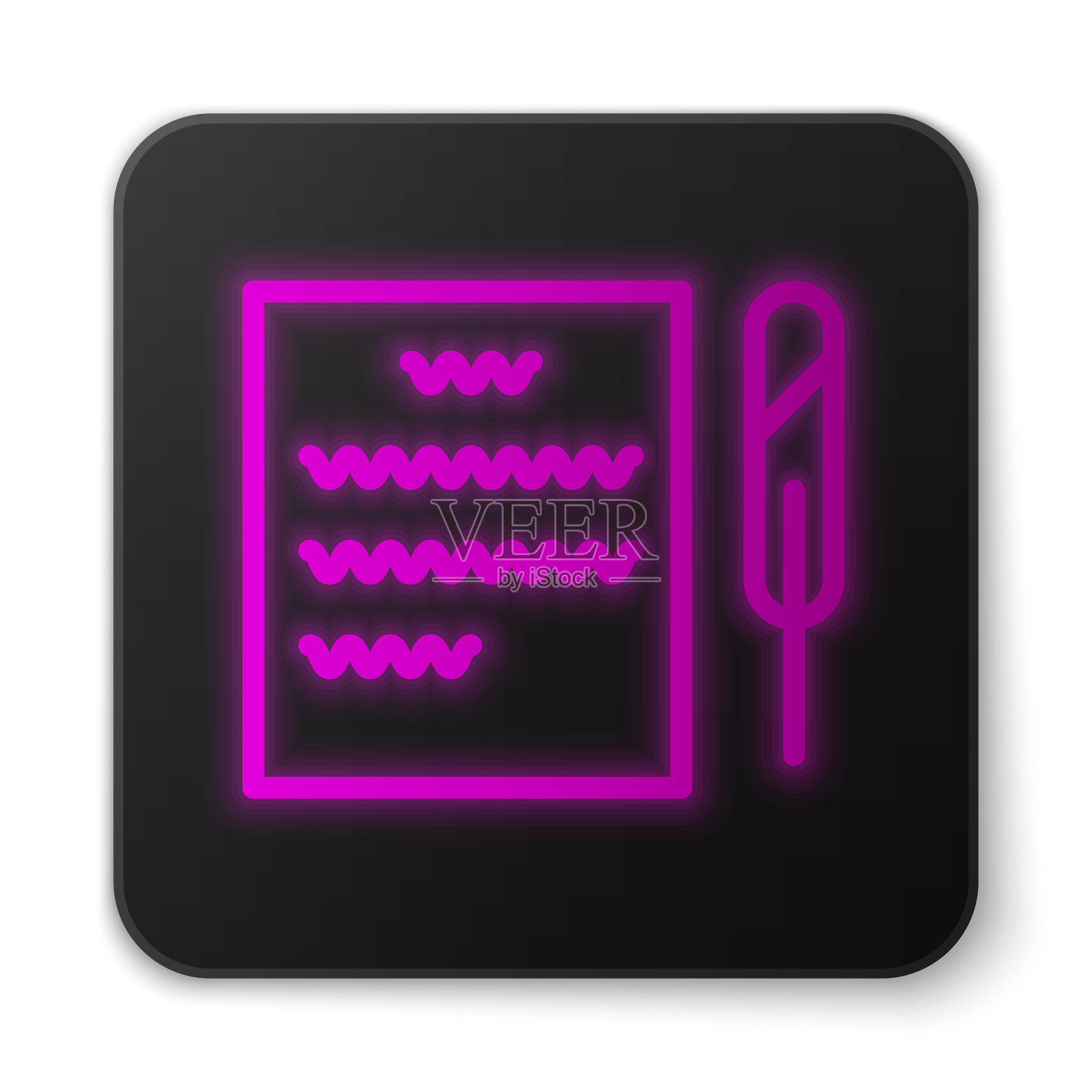 发光的霓虹线羽毛笔和纸卷轴插画图片素材