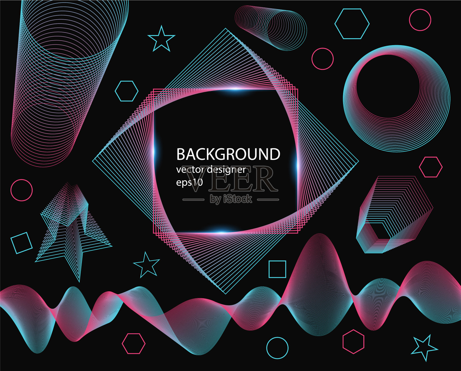 运动中的抽象彩色几何形状插画图片素材