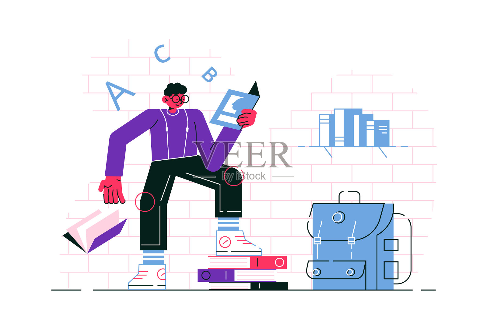 人阅读的书设计元素图片