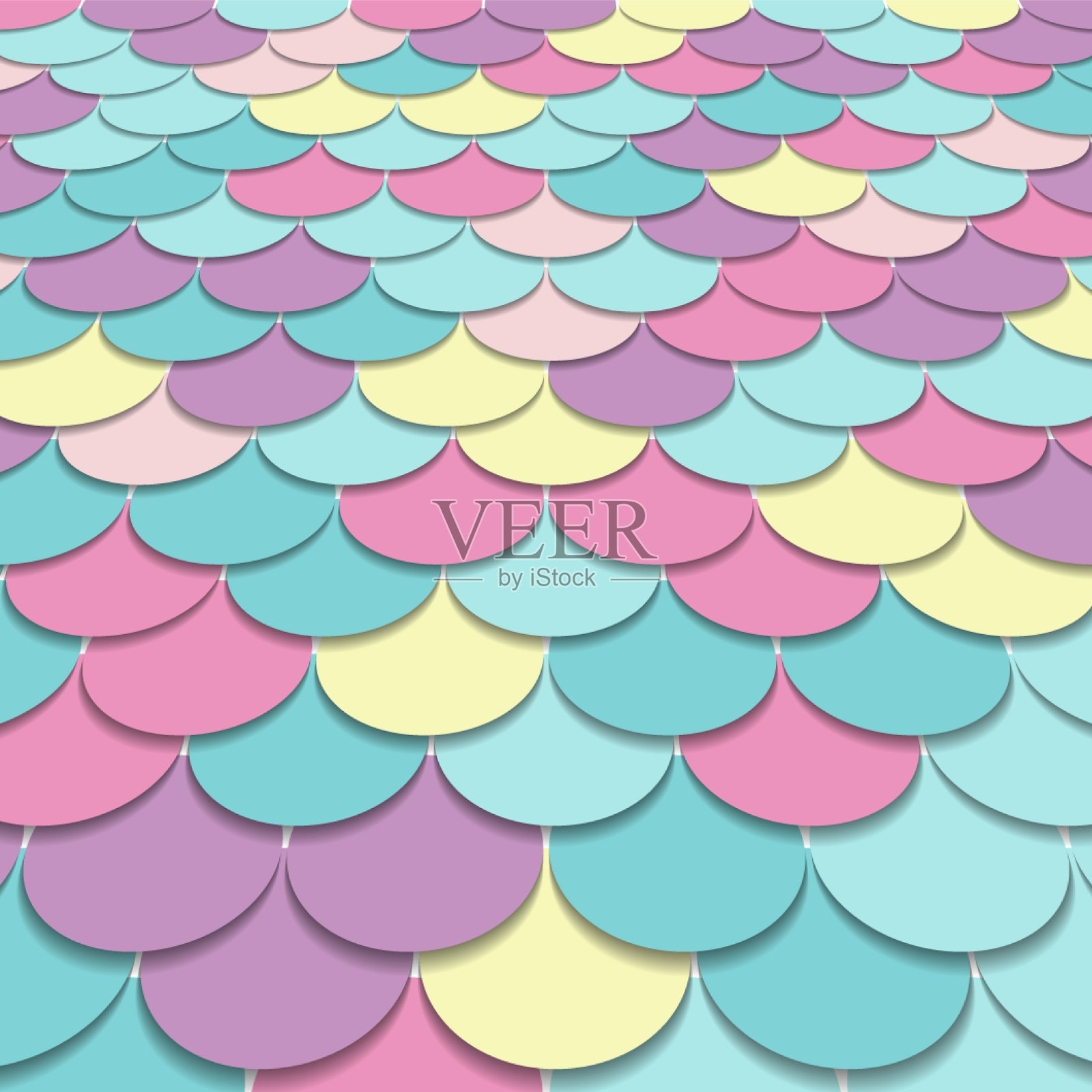抽象图案鱼鳞图案粉彩插画图片素材