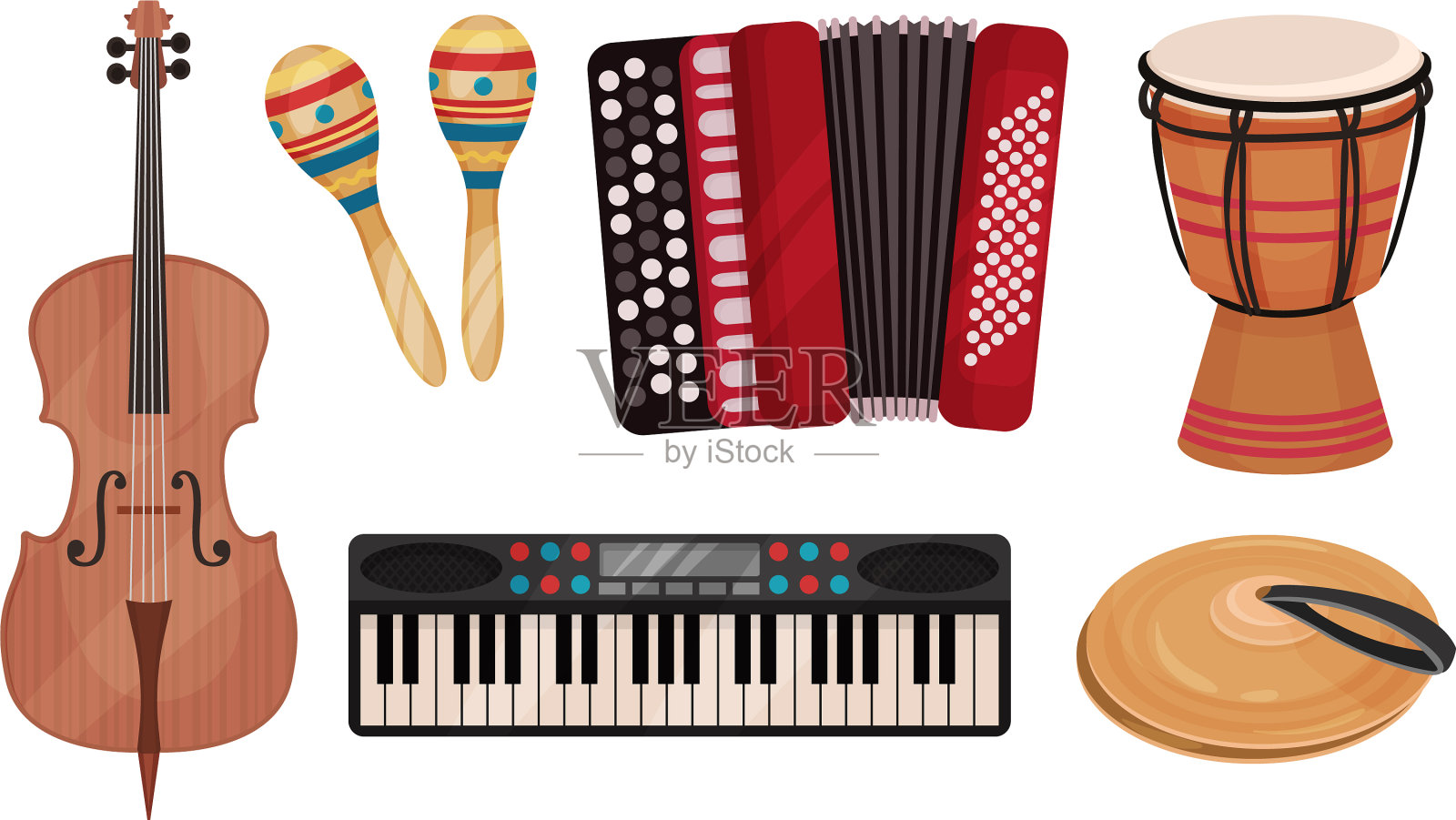 民间乐器设置古典插画图片素材