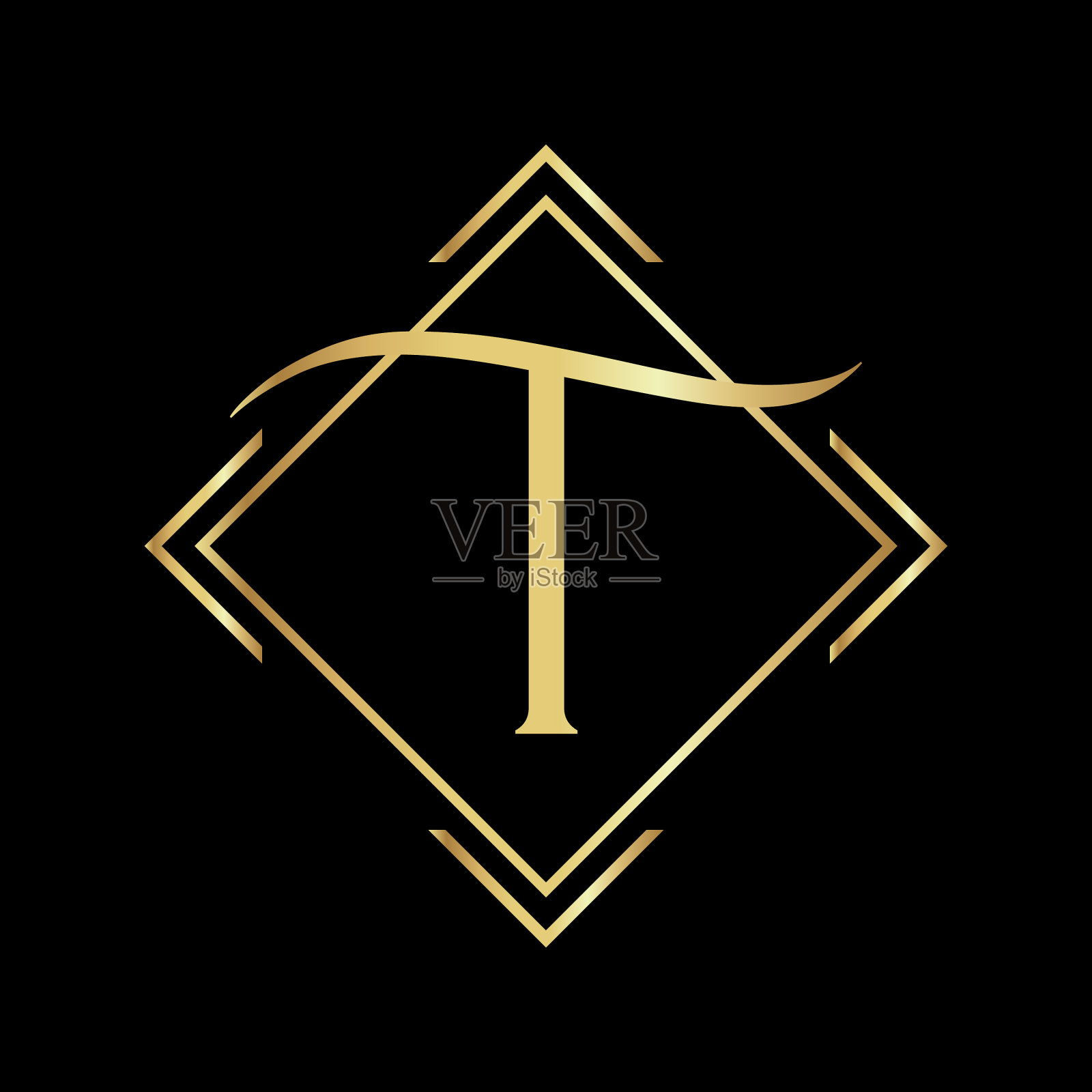 T字母logo设计T字母logo T金色logo插画图片素材