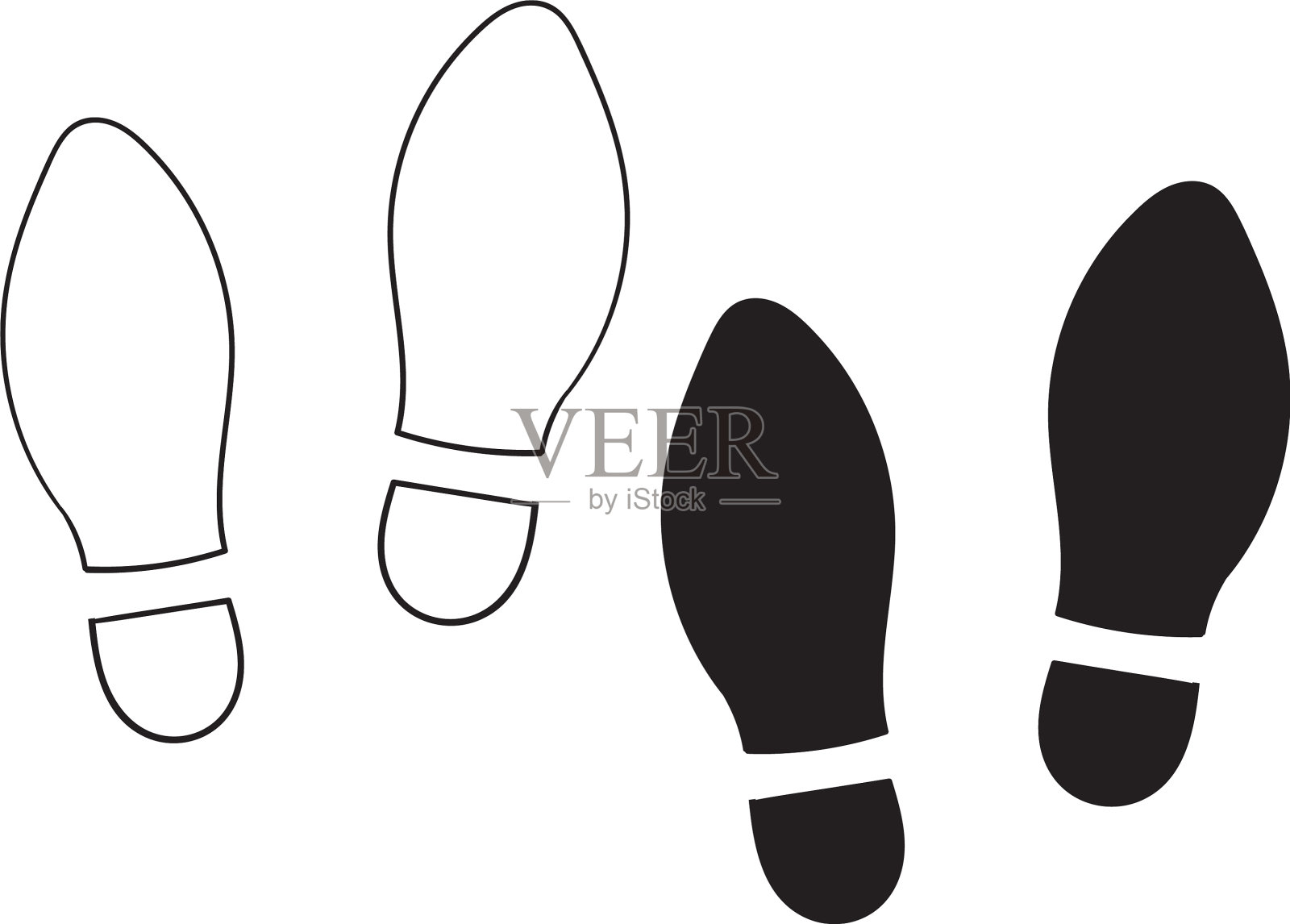 鞋印图标孤立在白色背景上插画图片素材