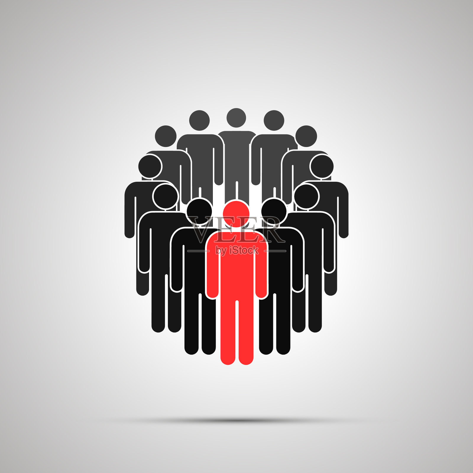 用红色领导人圈出人们的剪影插画图片素材