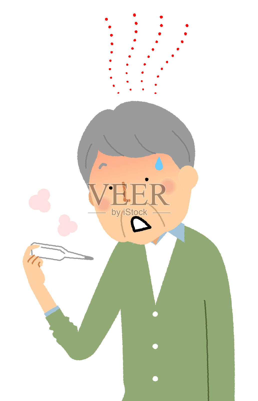 测量体温的老人插画图片素材