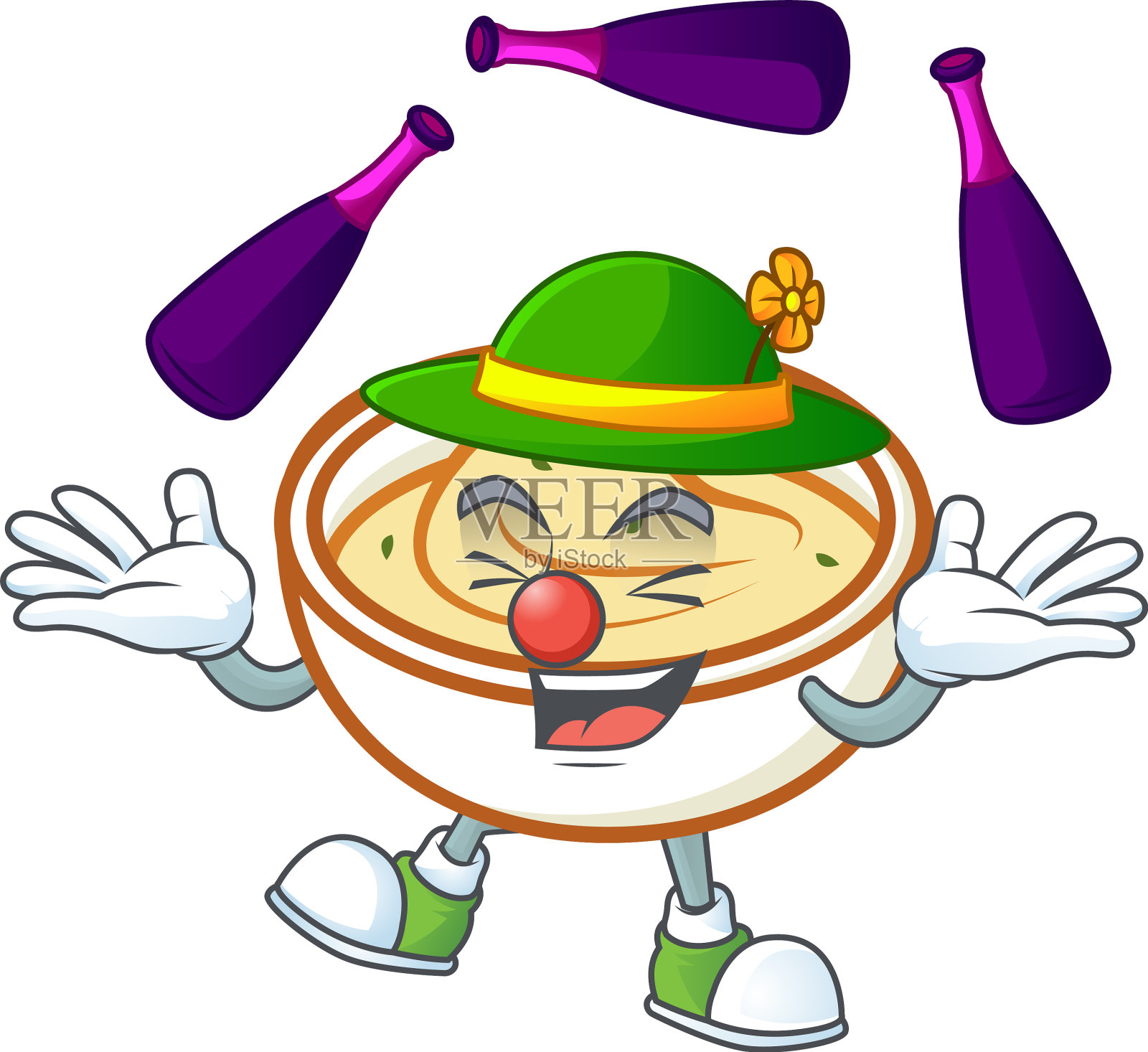 碗里的土豆泥，杂耍的角色插画图片素材