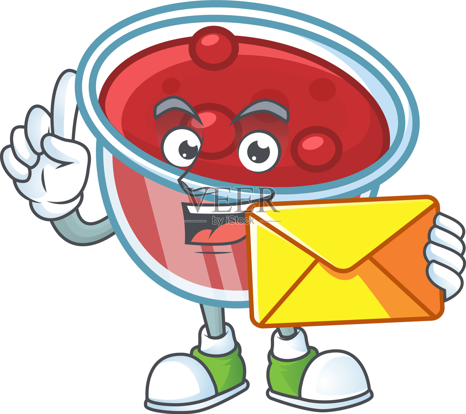 蔓越莓酱配上吉祥物信封插画图片素材