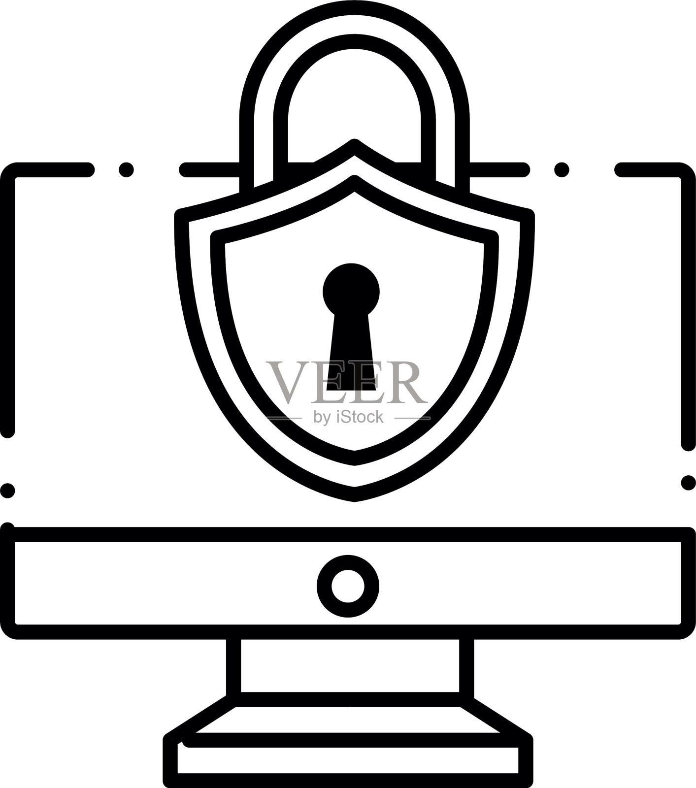 隔离挂锁和电脑线设计图标素材