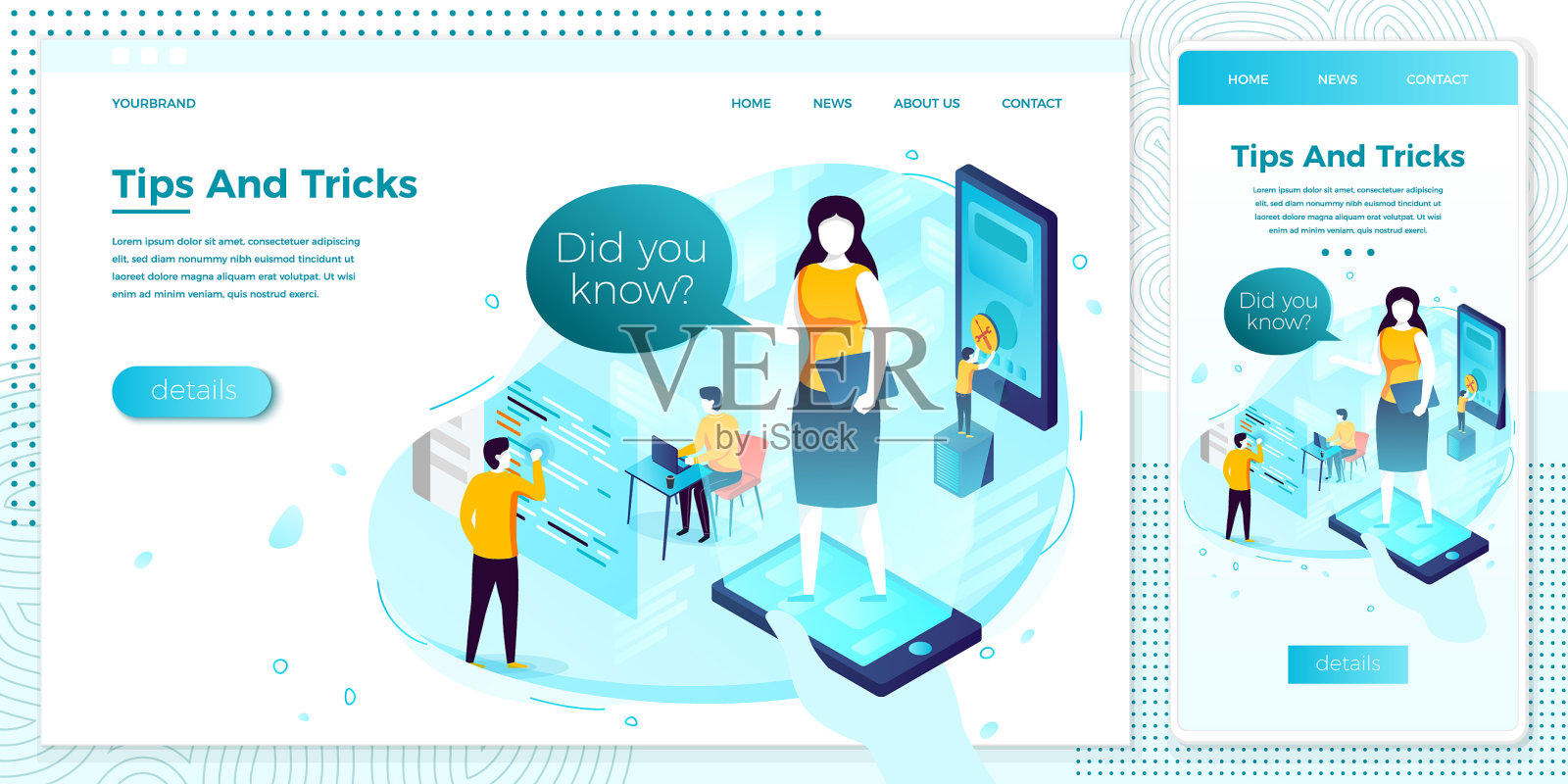 网上助理帮助女孩设置插画图片素材