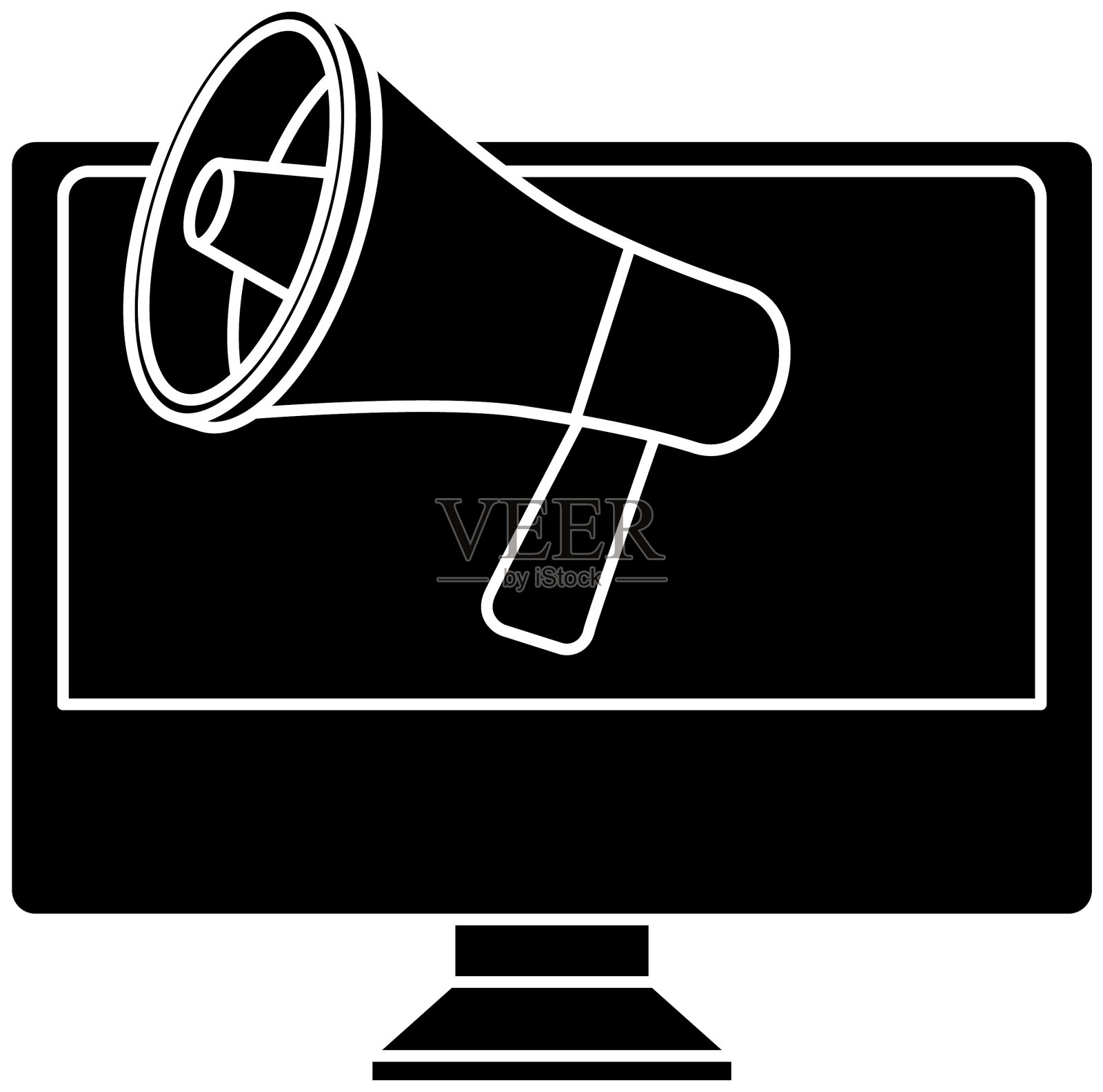 剪影电脑与扩音器隔离设计元素图片