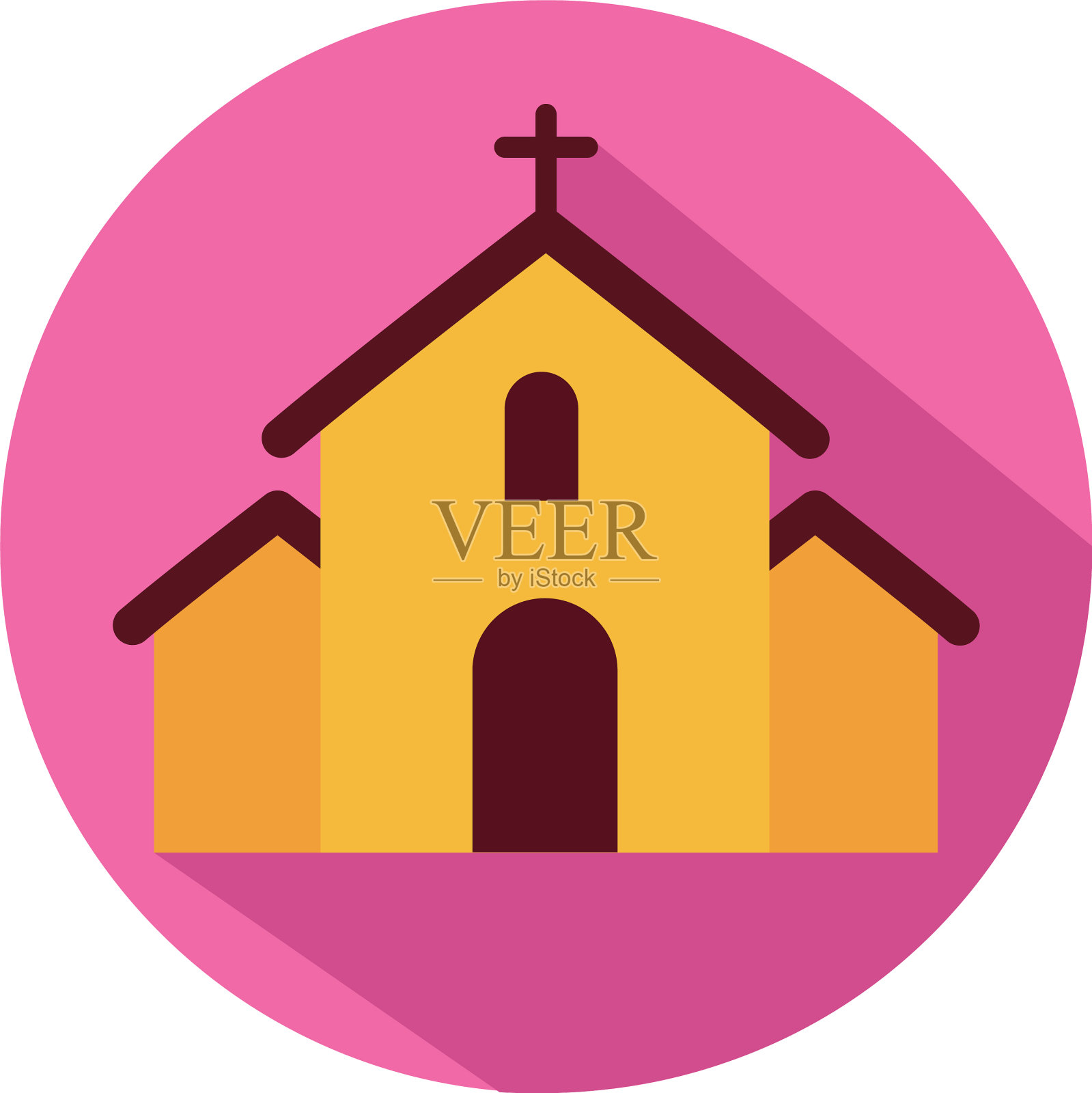 孤立的教堂与交叉设计设计元素图片