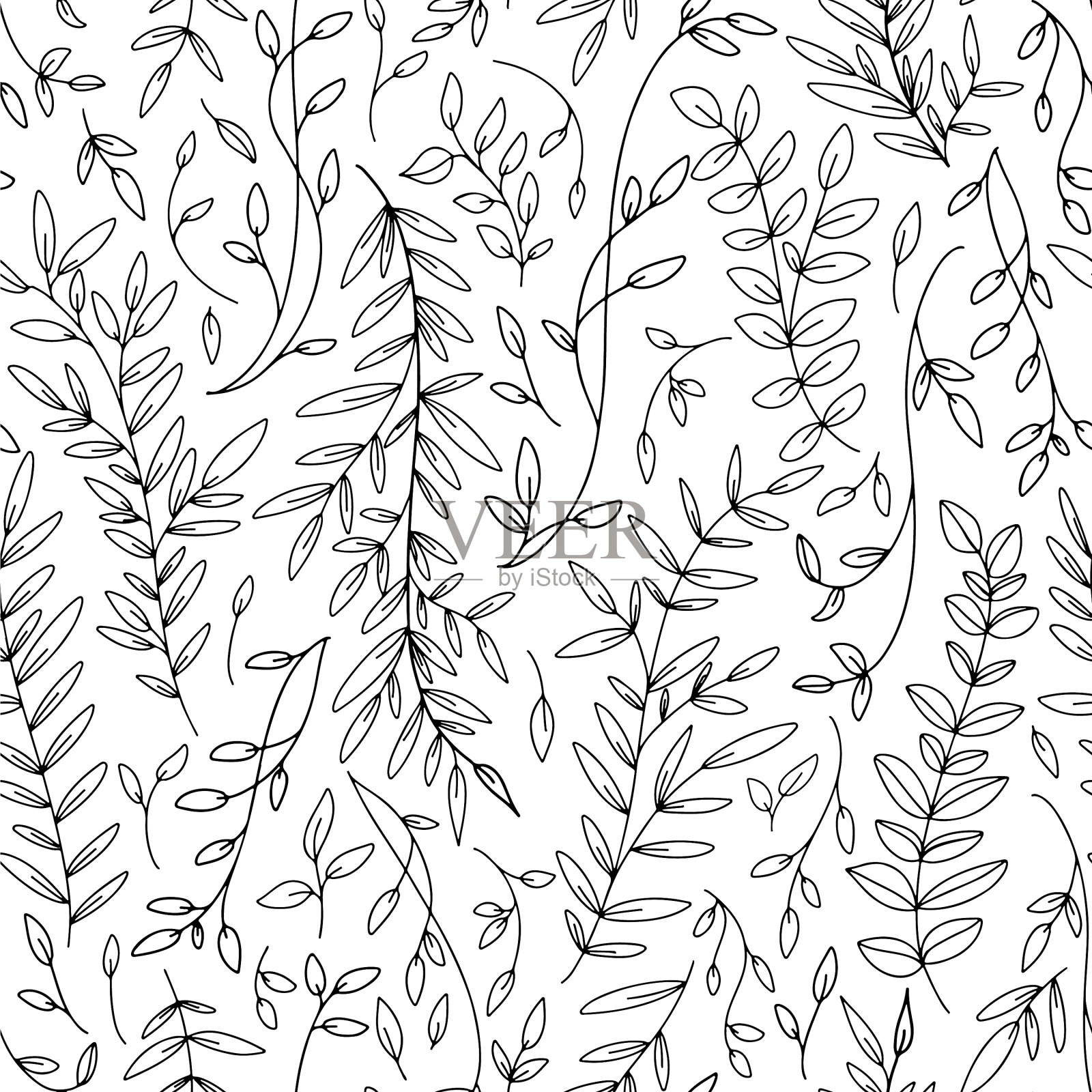 叶枝黑斑，纹路无缝插画图片素材
