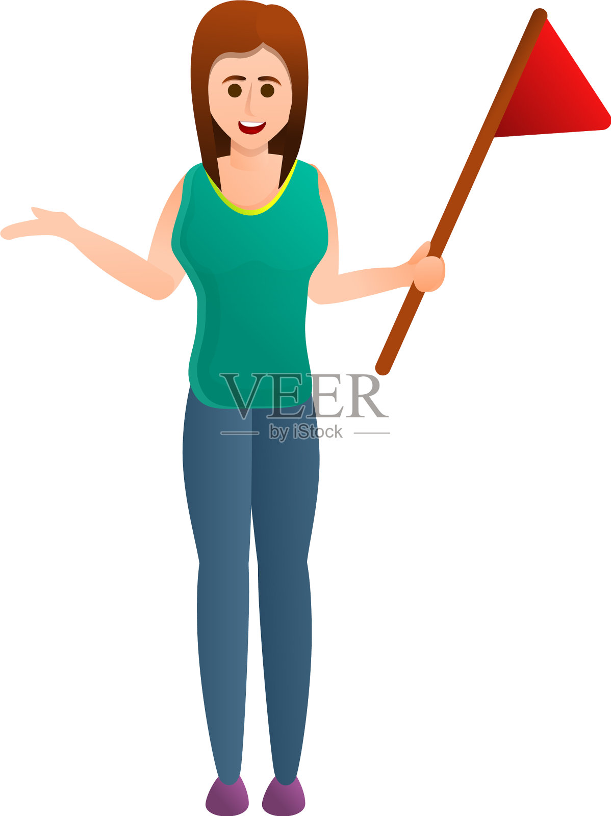 女人开始远足图标卡通风格设计元素图片