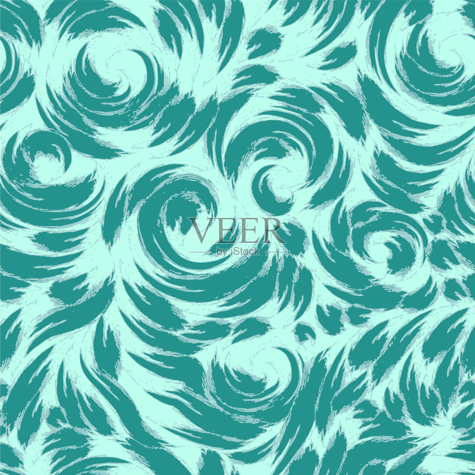 图案在蓝绿色海洋无缝主题插画图片素材