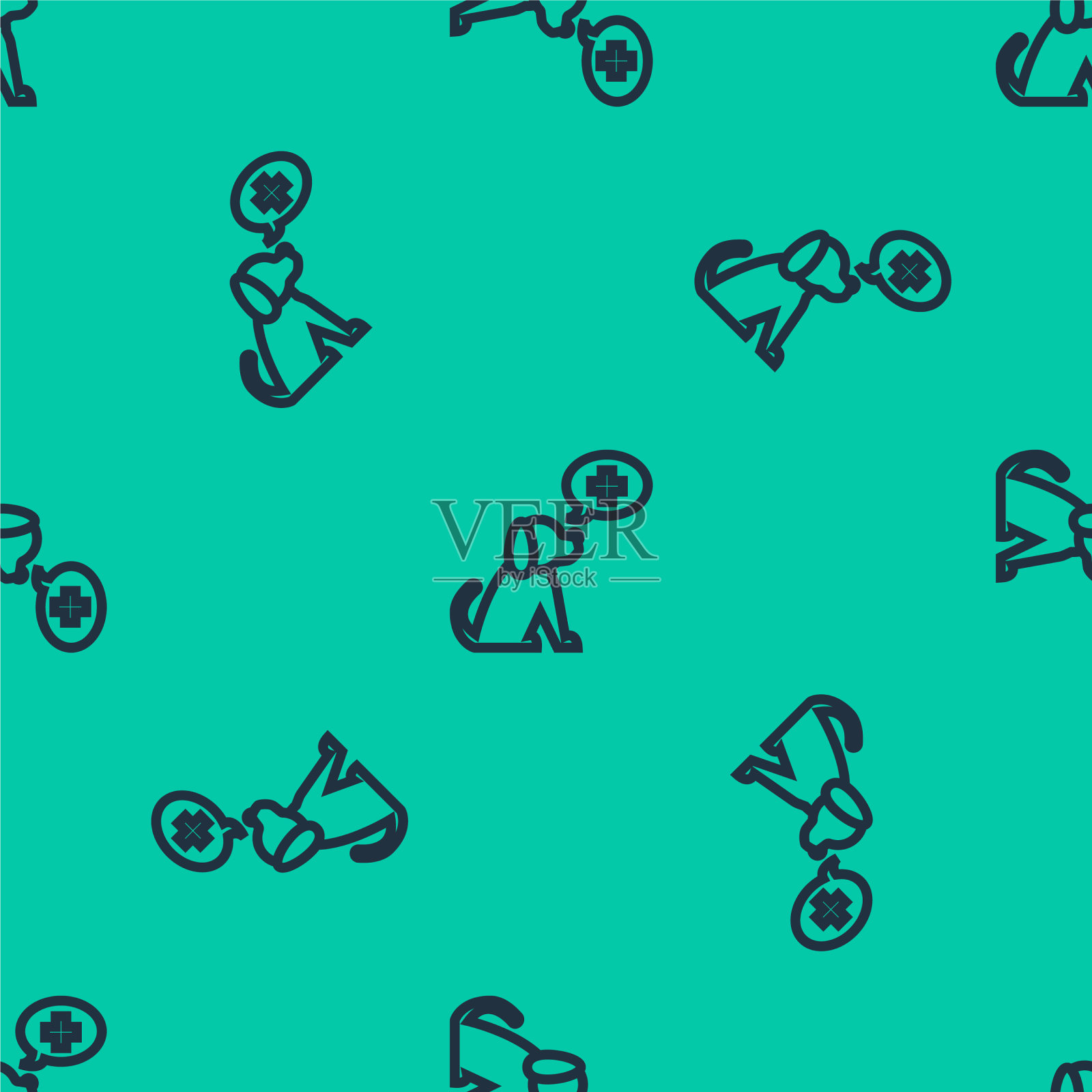 蓝线兽医诊所标志图标孤立插画图片素材