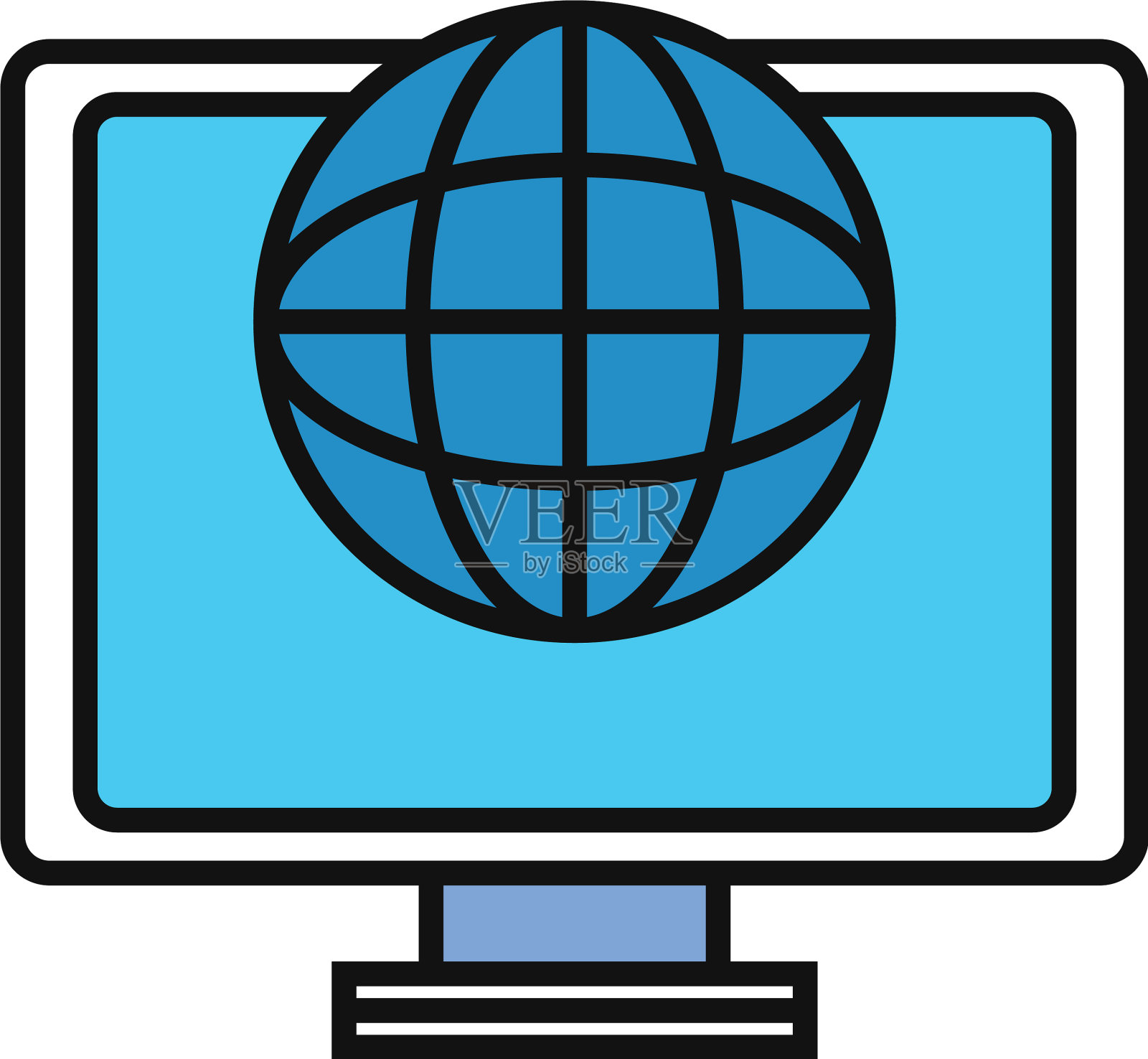 计算机世界互联网平面线条风格设计元素图片