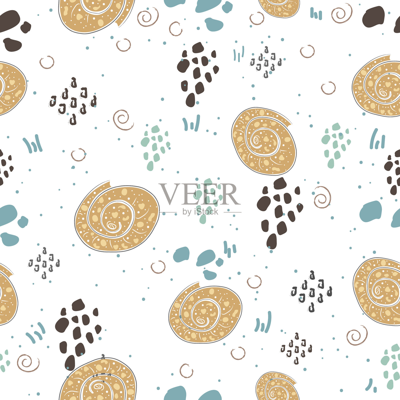 无缝外壳无缝图案现代数码插画图片素材