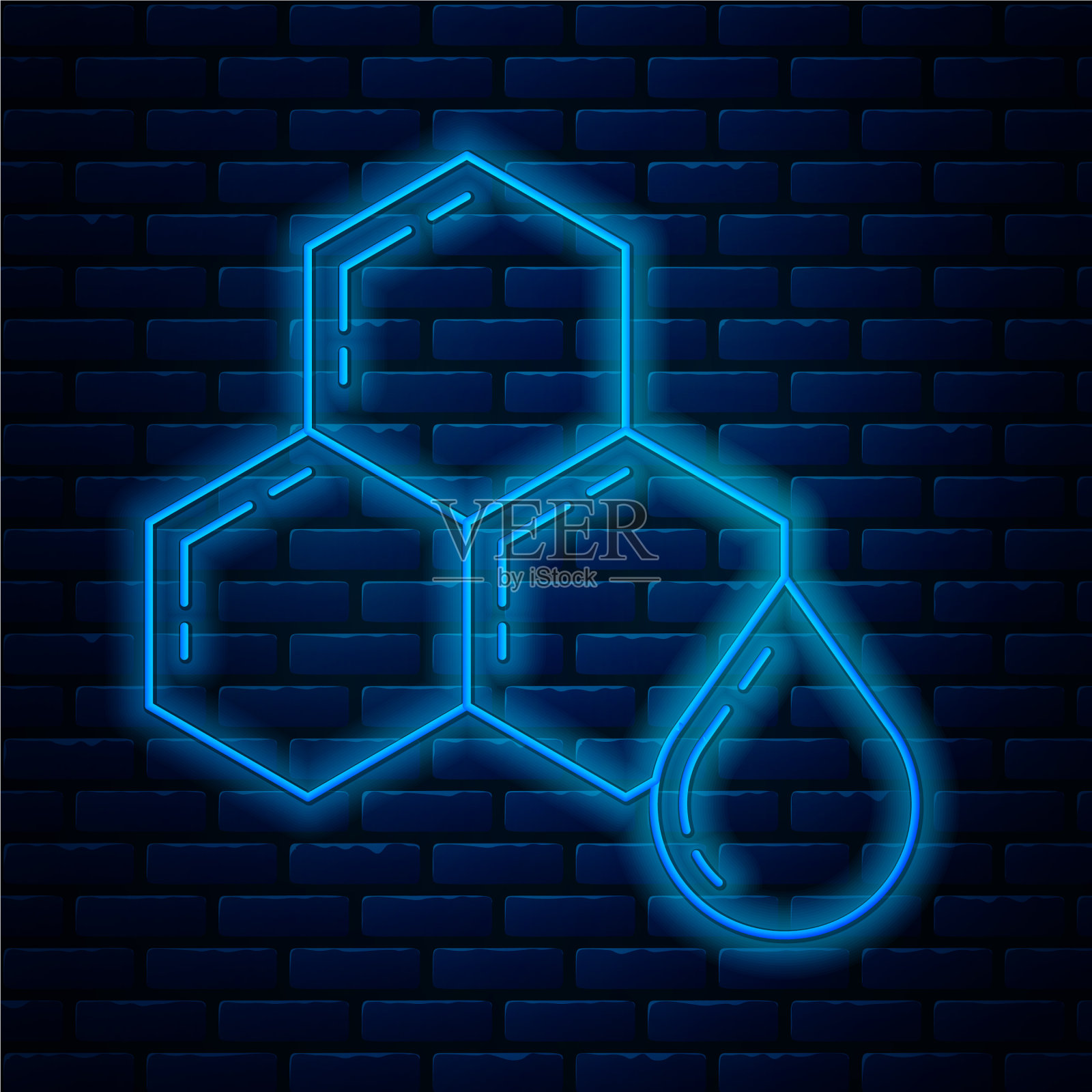 发光的霓虹灯线蜂窝图标孤立上插画图片素材