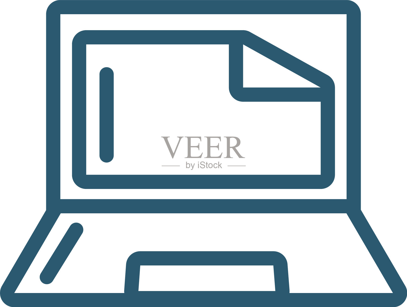 笔记本电脑放大镜研究线风格图标图标素材