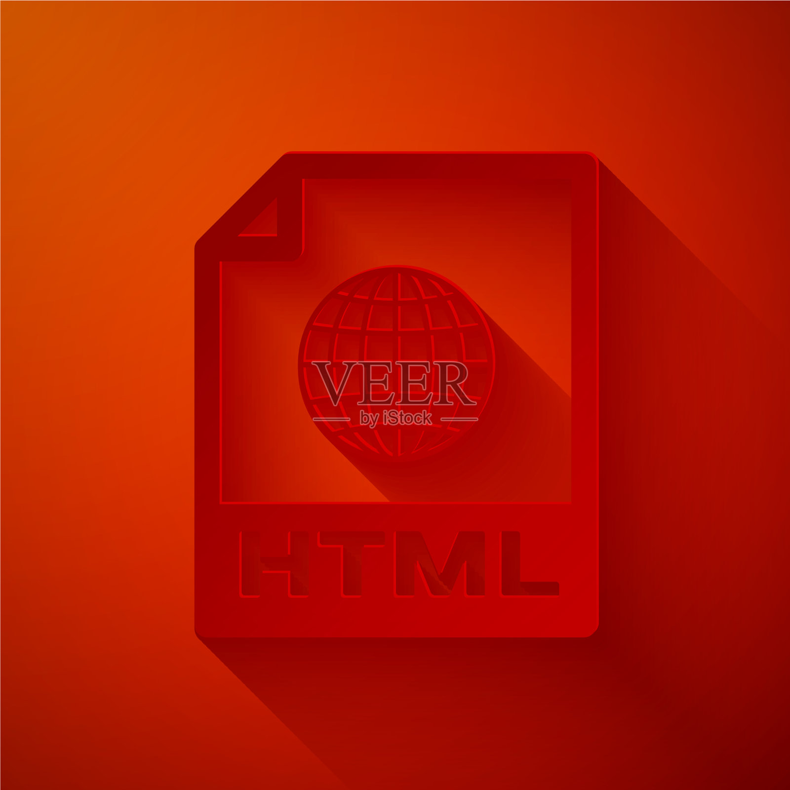 剪纸HTML文件文件下载HTML按钮插画图片素材