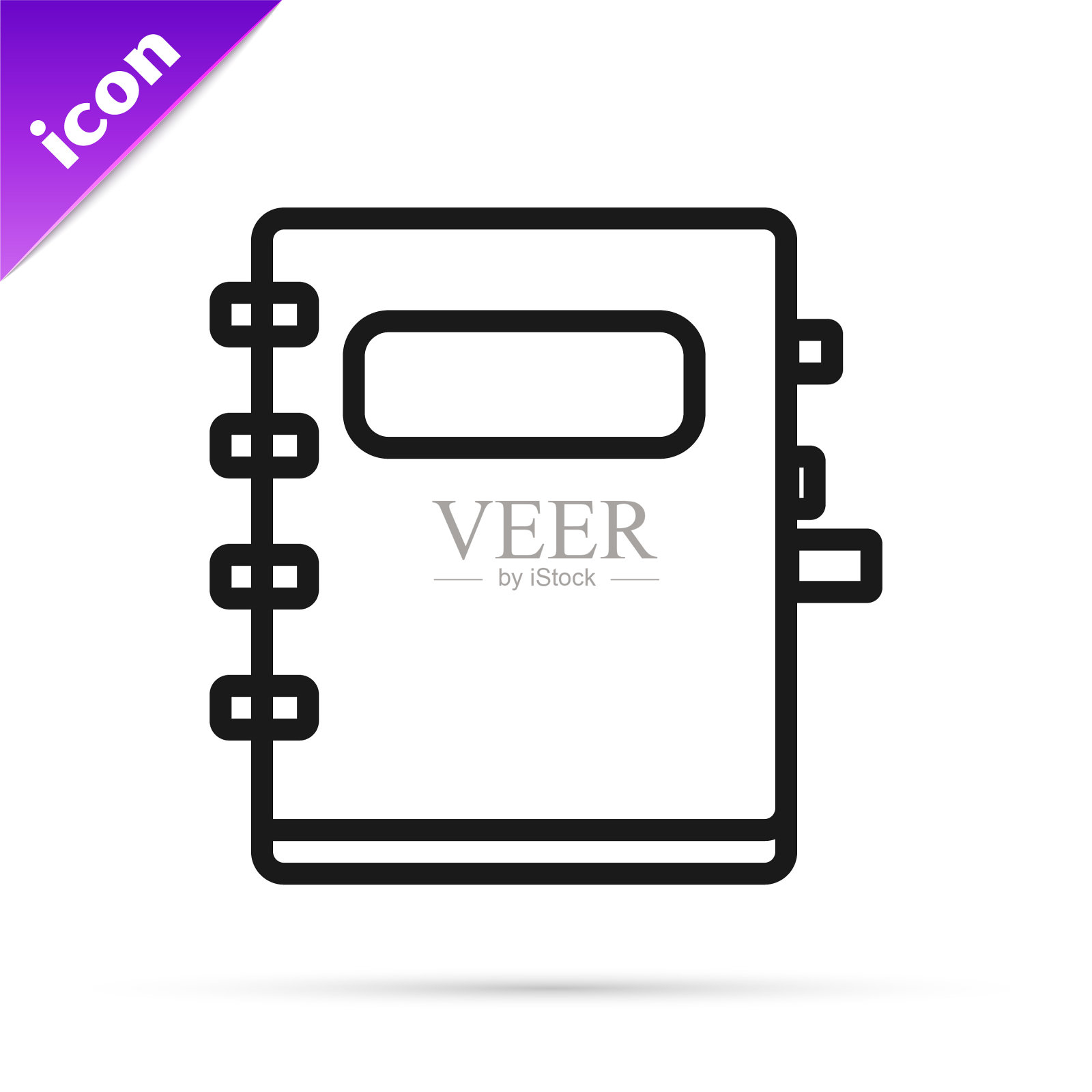 黑线笔记本图标孤立在白色图标素材