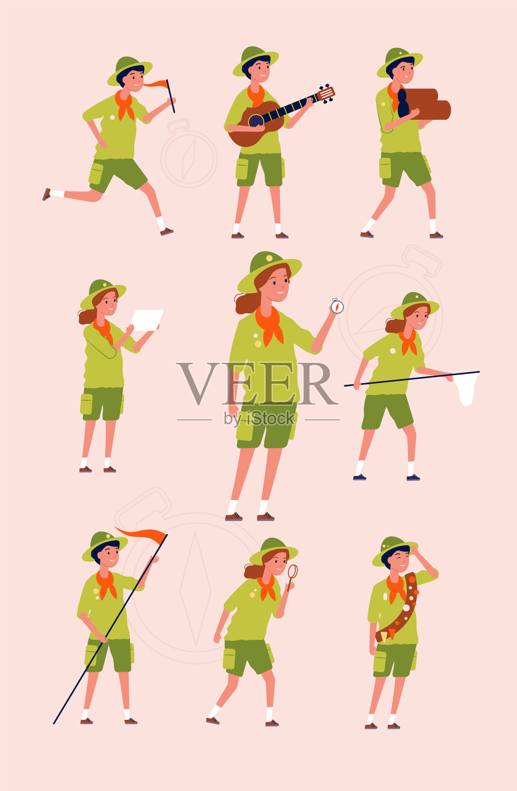 童子军的孩子们去冒险插画图片素材