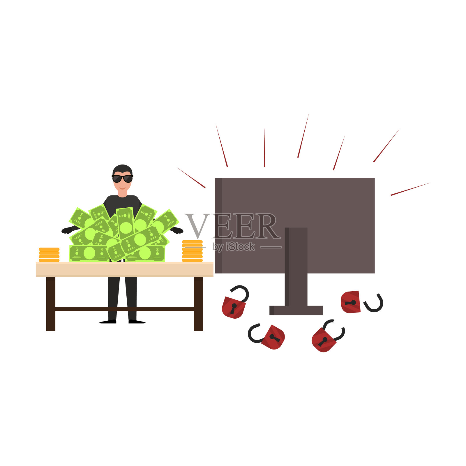 卡通人物网络黑客概念设计元素图片