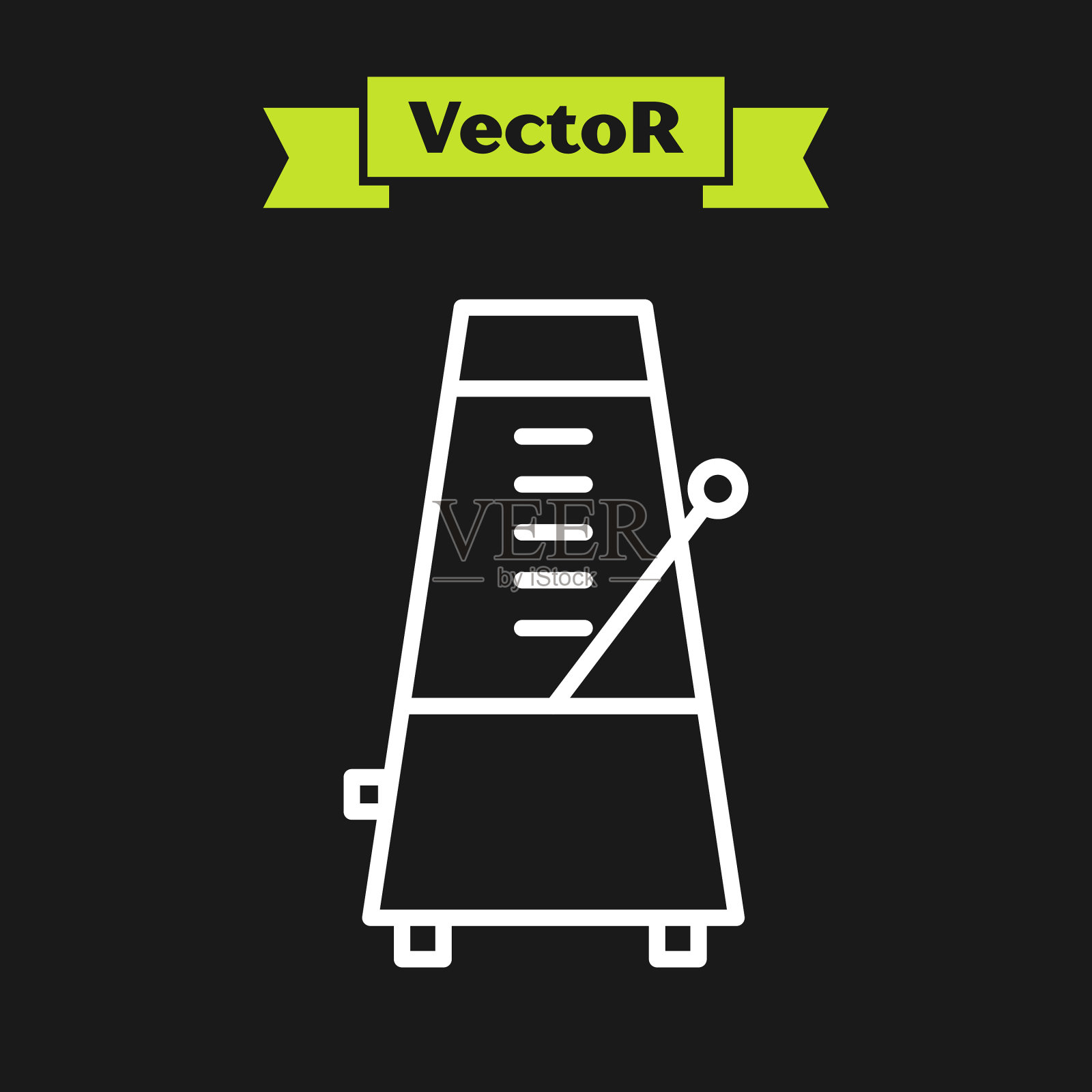 白线经典节拍器与钟摆插画图片素材