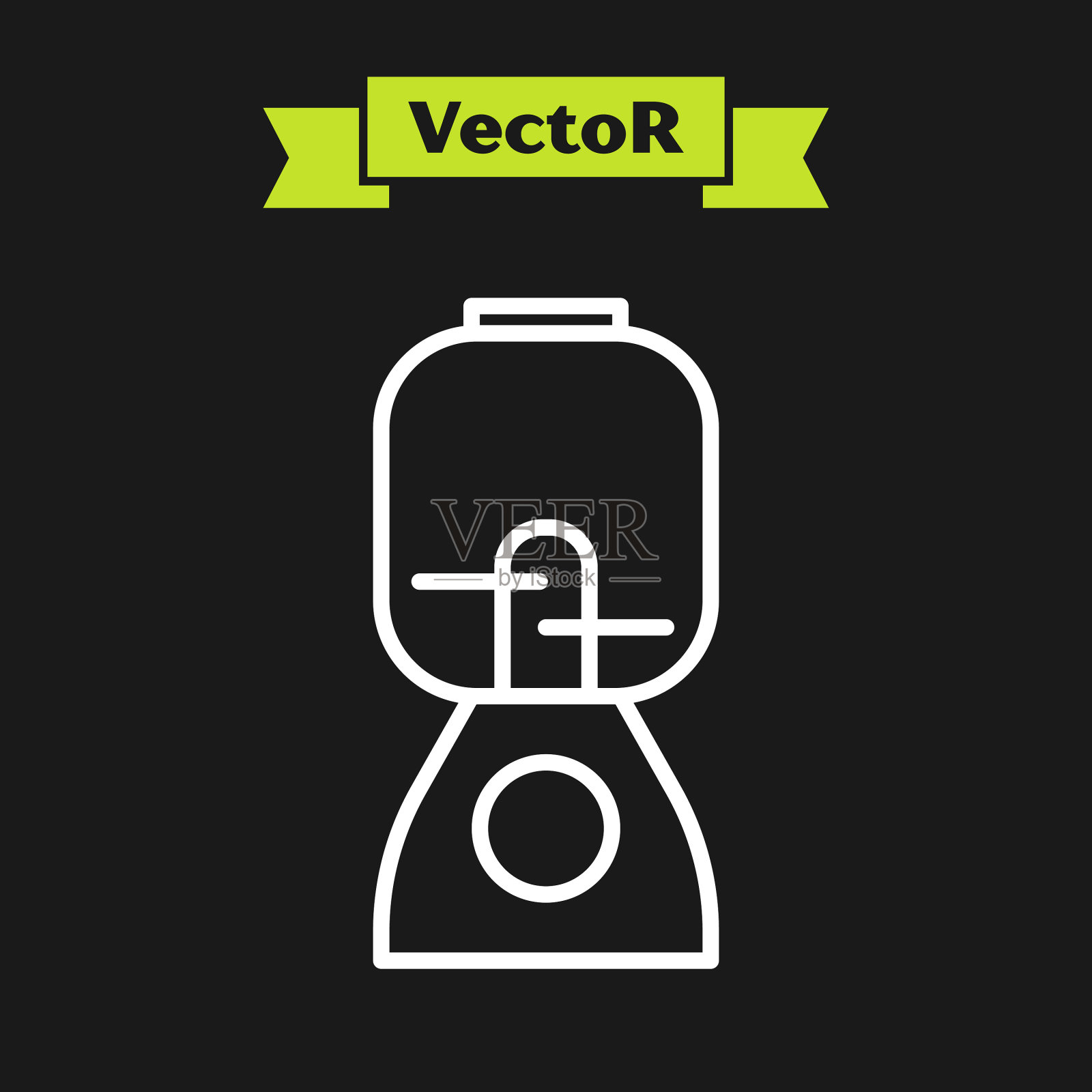 白色线搅拌机图标隔离在黑色插画图片素材