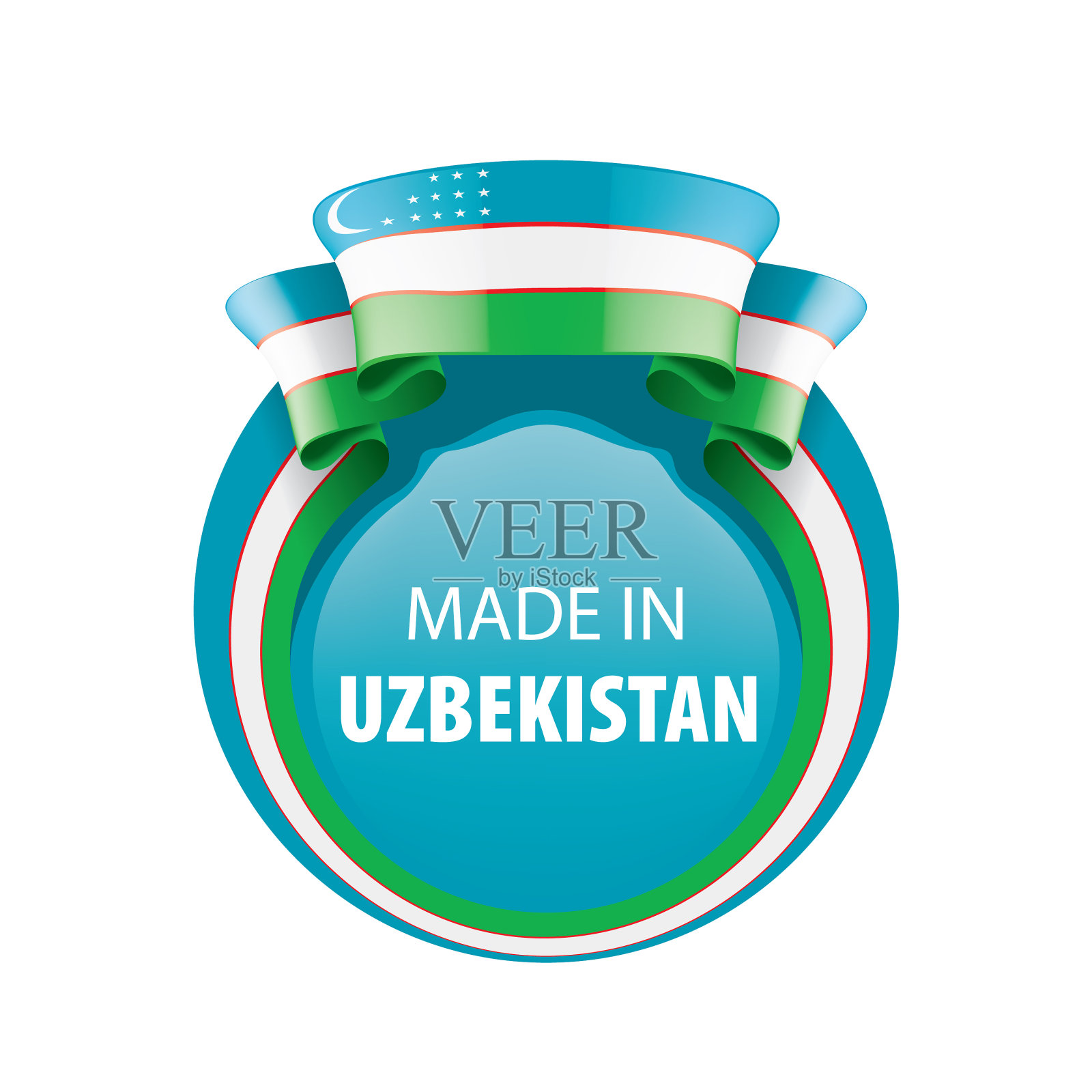 乌兹别克斯坦国旗上有白色设计元素图片