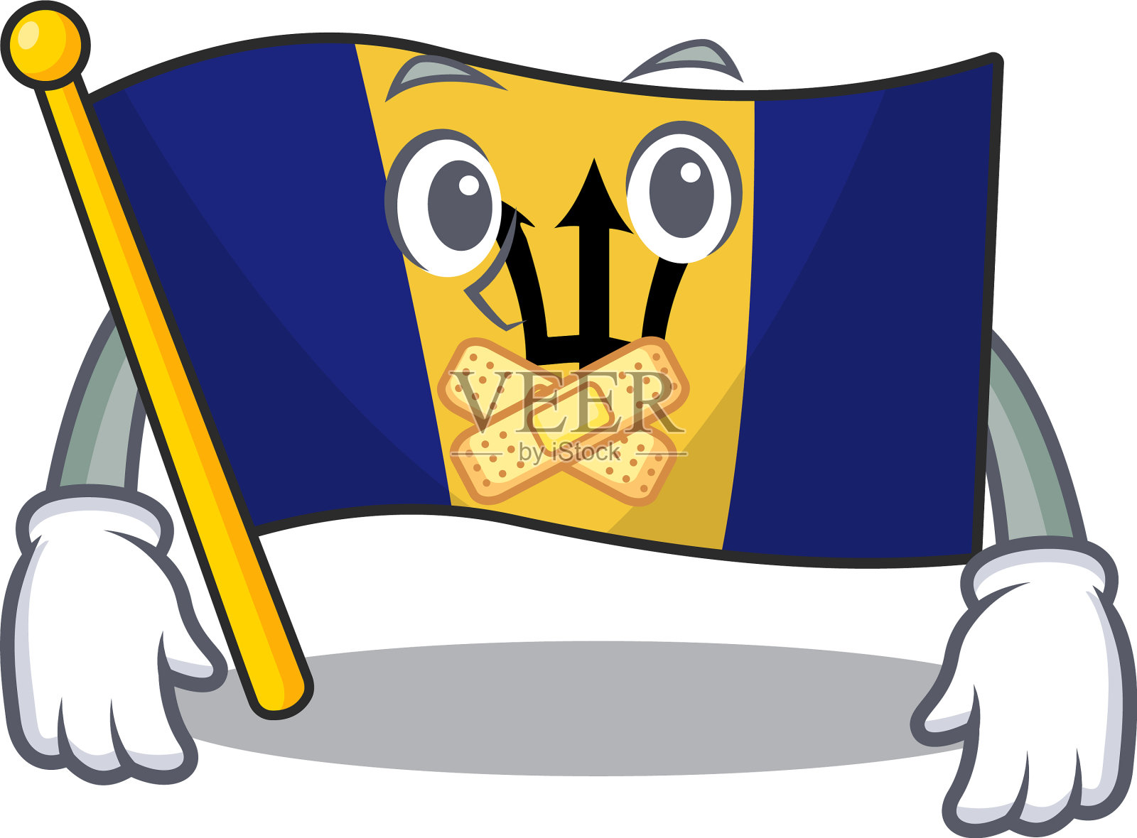 旗帜巴巴多斯卡通在无声的字符插画图片素材